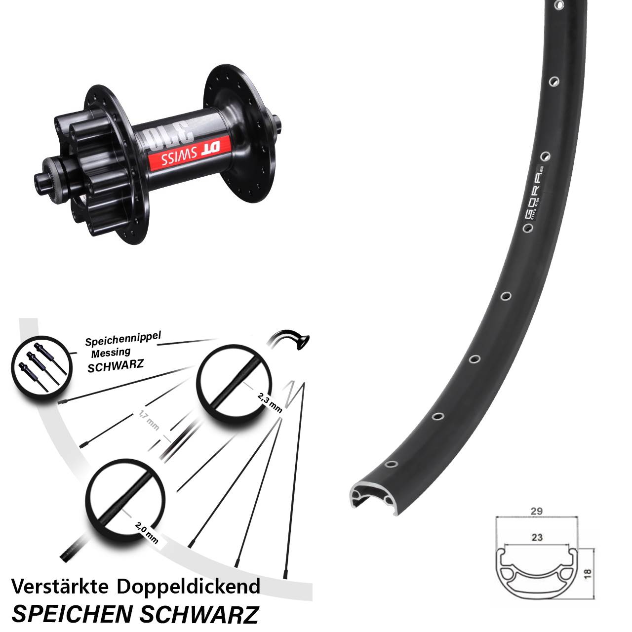 6-Loch Vorderrad QR 28 Zoll Gora 23 DT Swiss 370
