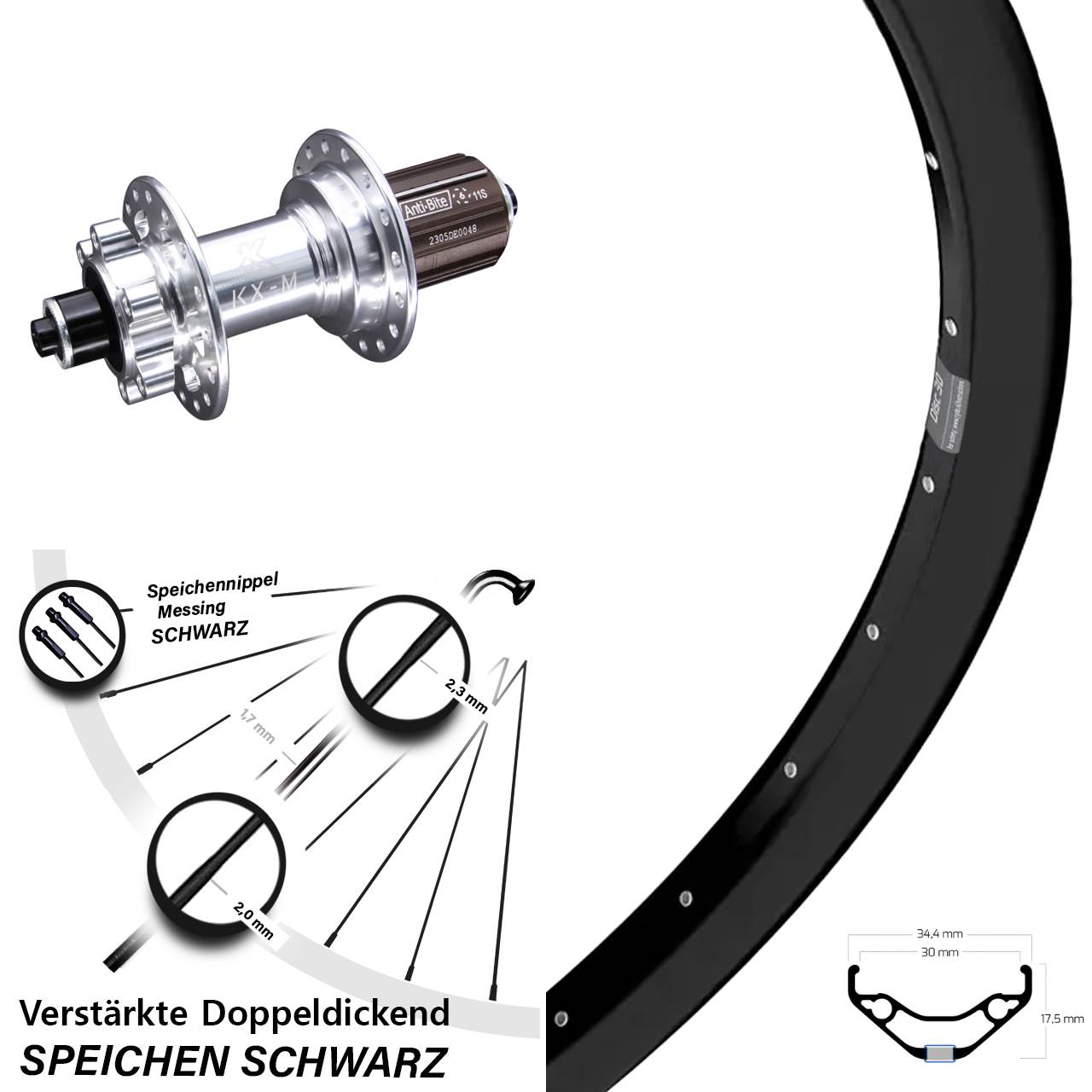 Ryde Disc 30 KX-M 29 Zoll Disc Hinterrad QR 8-12 fach