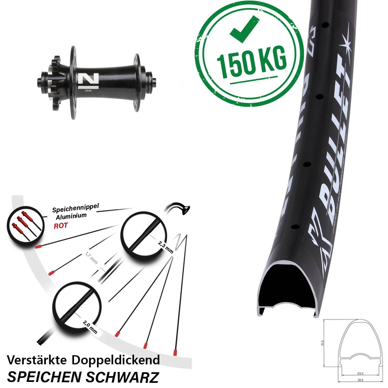 28 Zoll KX Bullet Novatec D791SB Disc Laufrad für Schnellspanner