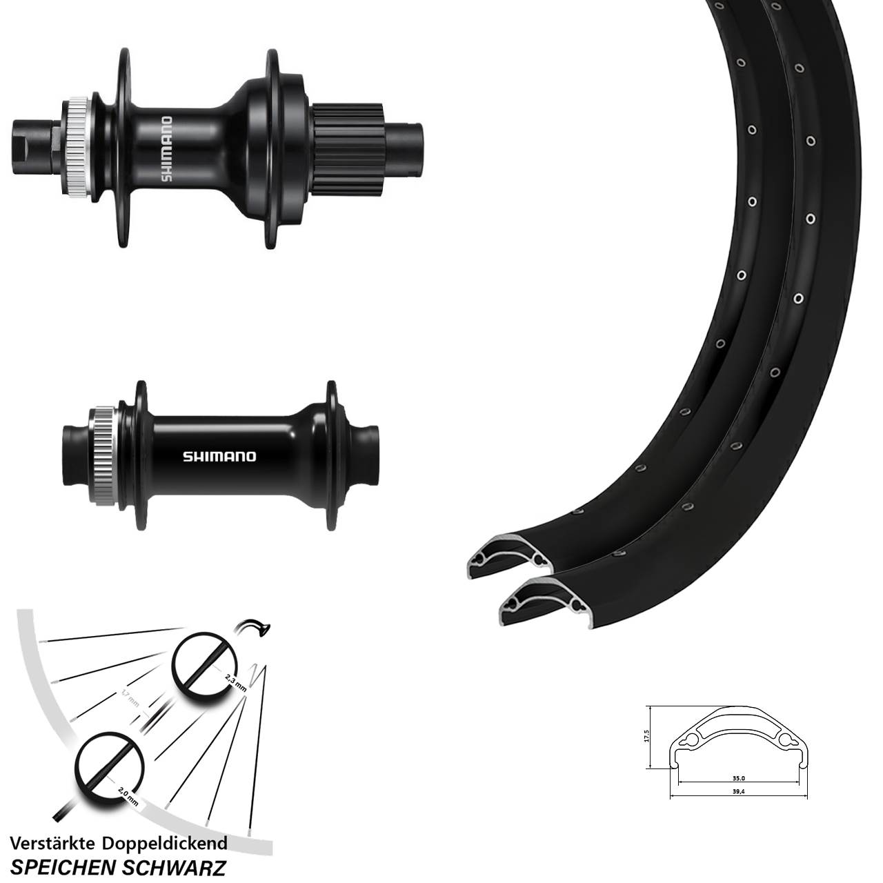 Ryde Disc 35 Shimano FH-MT510 HB-TC500 29 Zoll Laufradsatz 15x100 12x142 Micro Spline