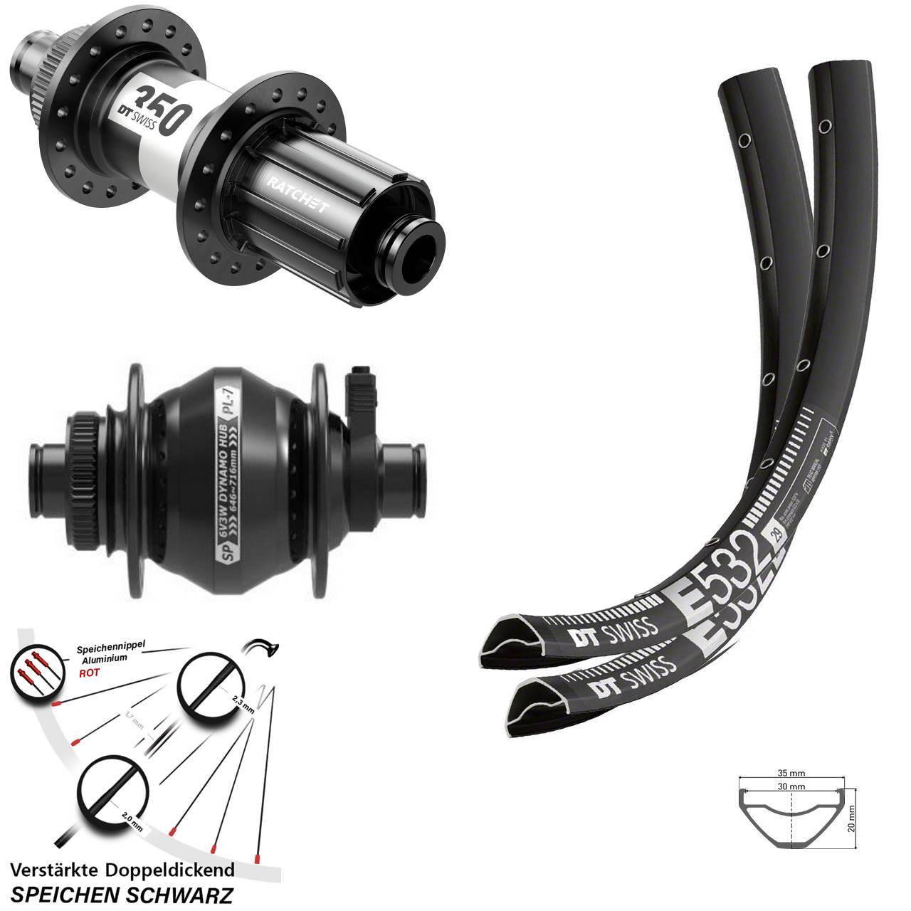 27,5 Zoll DT Swiss E532 SP PL-7 350 HG Centerlock Laufradsatz 12x100/142