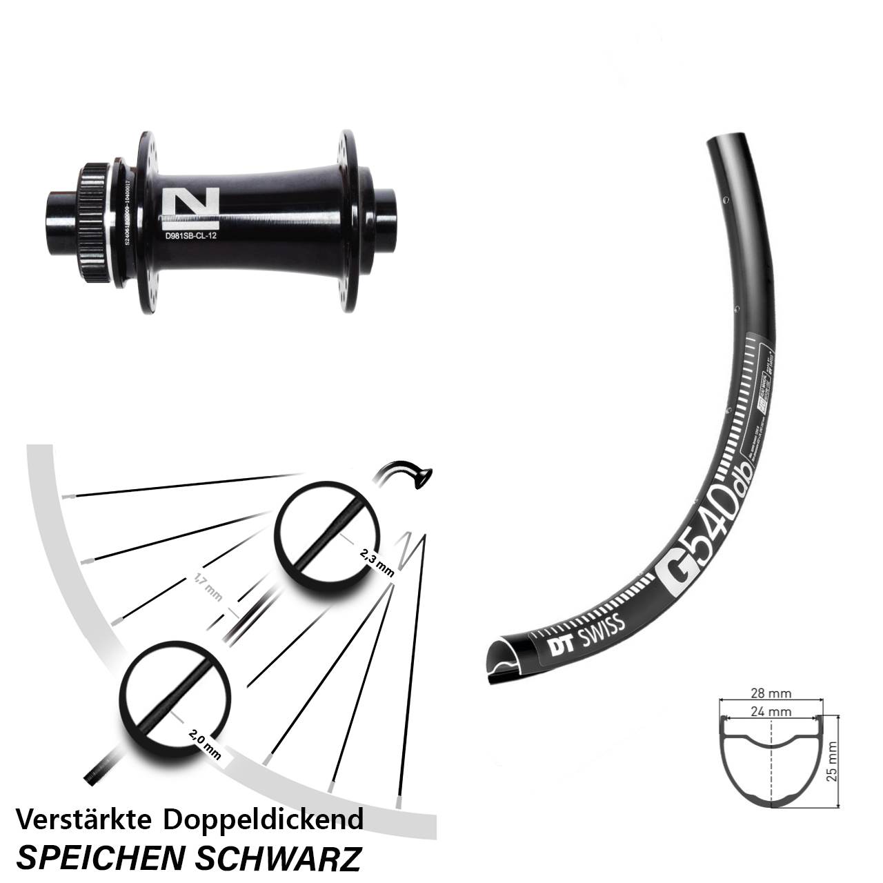 Centerlock Vorderrad 650B DT Swiss G 540 Novatec D981 12x100