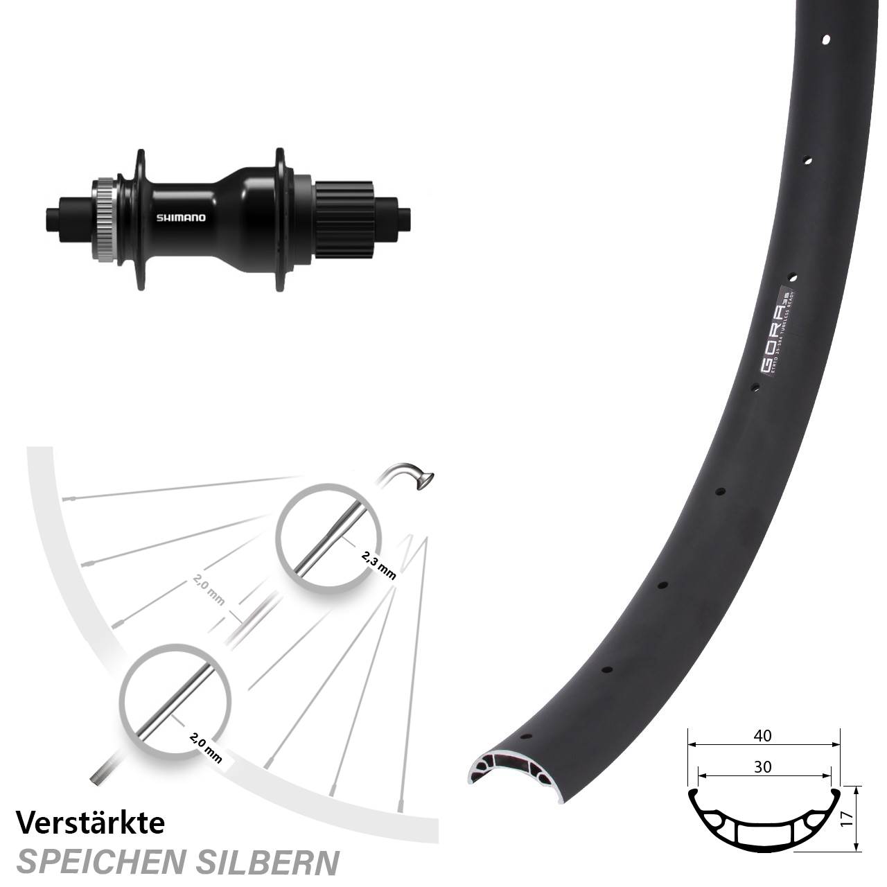 Gora 35 Shimano FH-QC500 27,5 Zoll Disc Hinterrad QR Micro Spline
