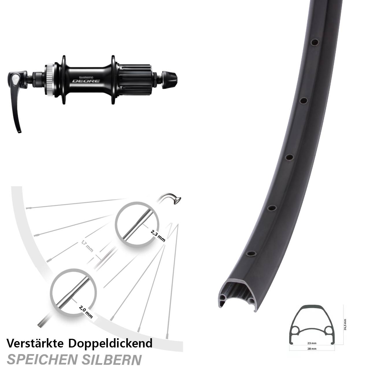 Ambrosio Sport Shimano Deore 28/29 Zoll Hinterrad Centerlock QR 8-11 fach HG