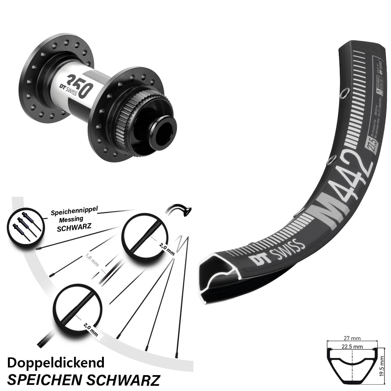 DT Swiss M442 DT Swiss 350 28-29 Zoll Disc Vorderrad 12x100