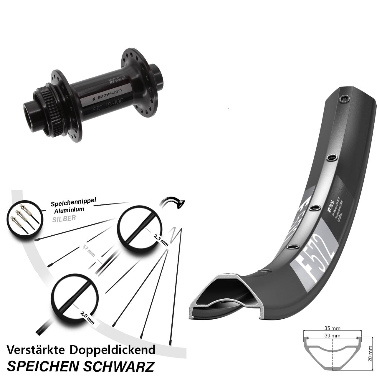 DT Swiss F572-370 29 Zoll Vorderrad Centerlock 15x100