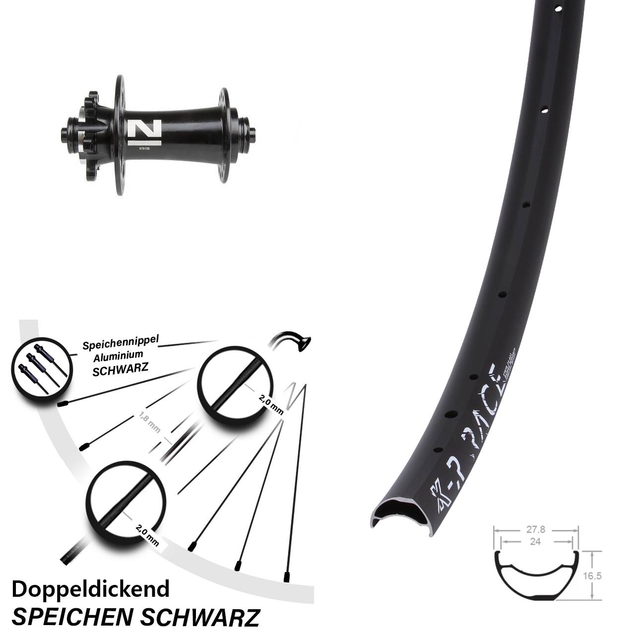 28-29 Zoll KX-R Race Novatec D791 Vorderrad 6-Loch QR