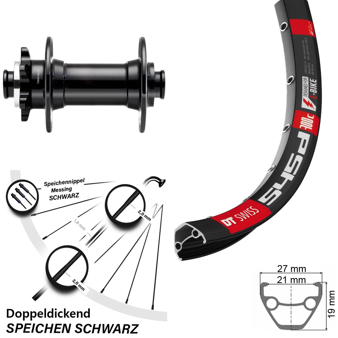 28 Zoll DT Swiss 545d Novatec D341-B15 6-Loch Vorderrad 15x110 Boost