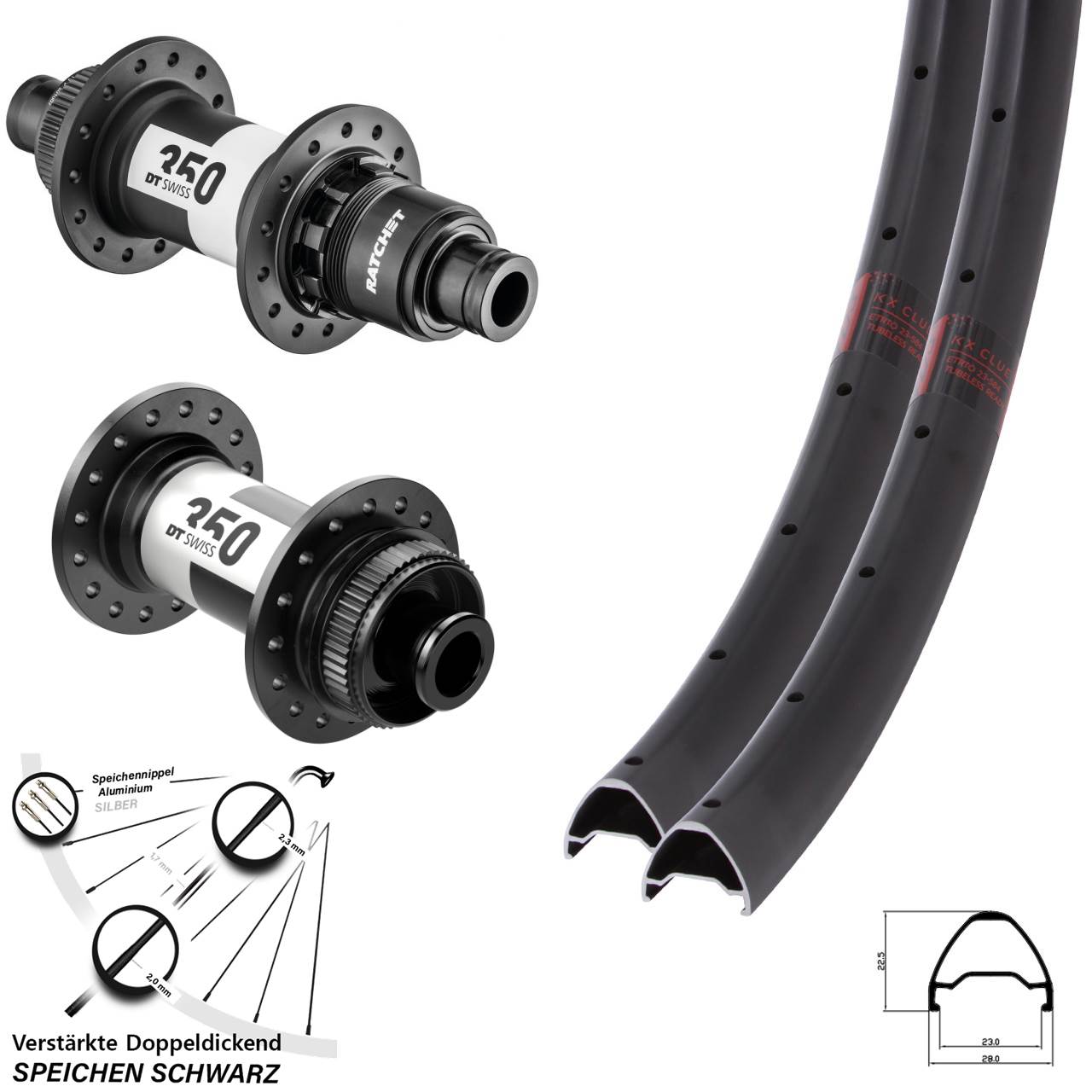 KX Clue DT Swiss 350 26 Zoll Laufradsatz Centerlock 12x100/142 SRAM XD