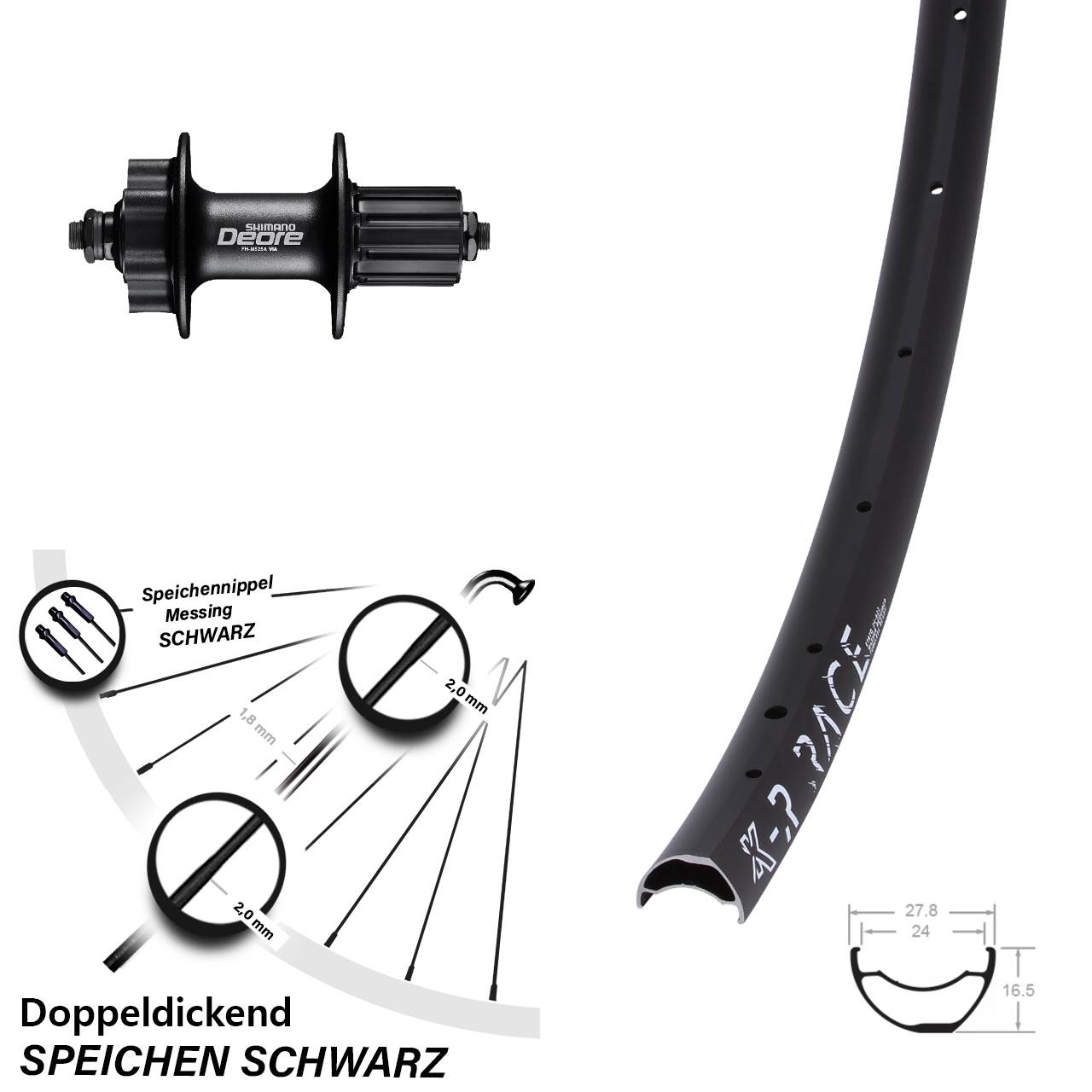 6-Loch Hinterrad QR 28-29 Zoll KX-R Race Shimano Deore 8-11 fach HG