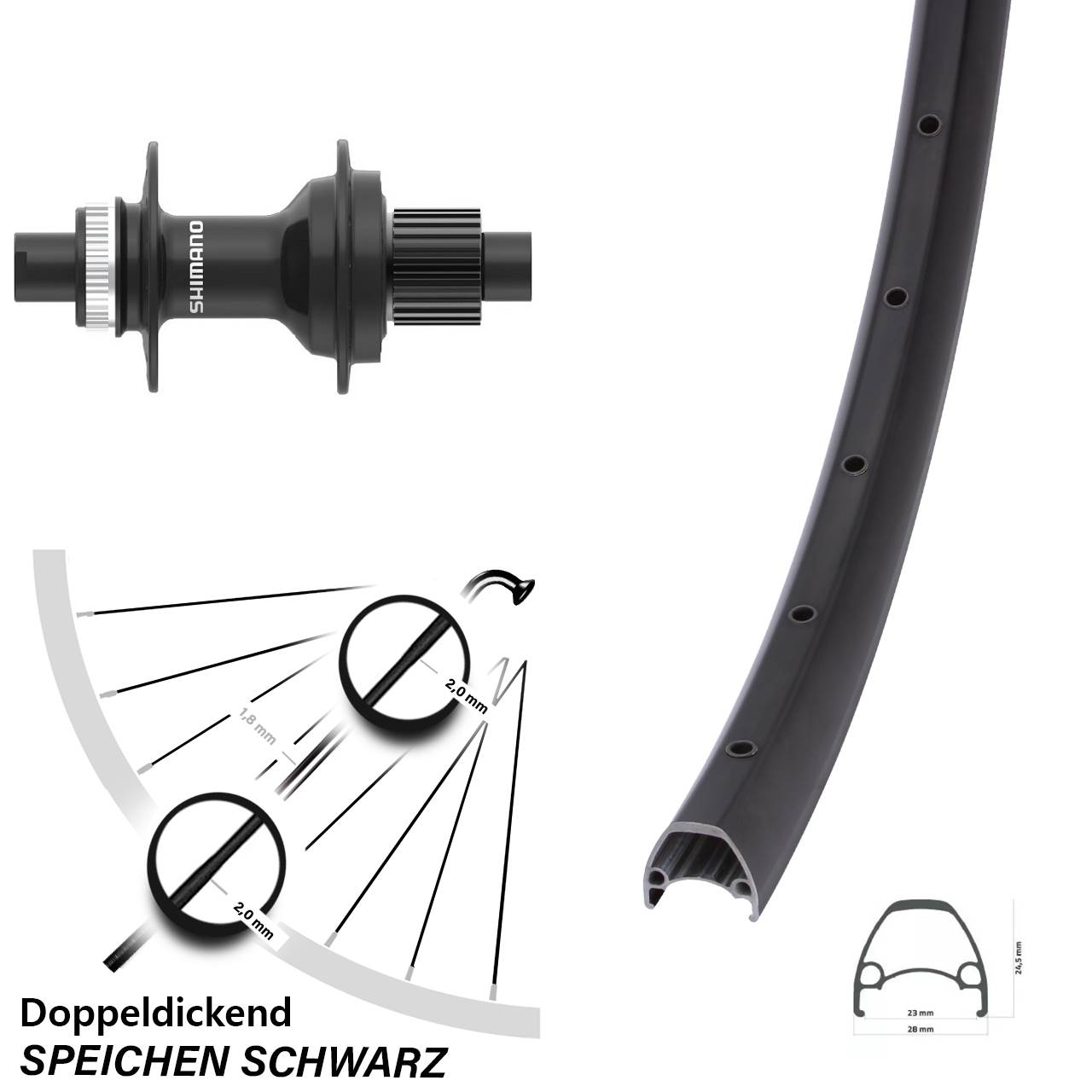 Disc Hinterrad 28-29 Zoll Ambrosio Sport Shimano FH-MT410 Micro Spline 12x142