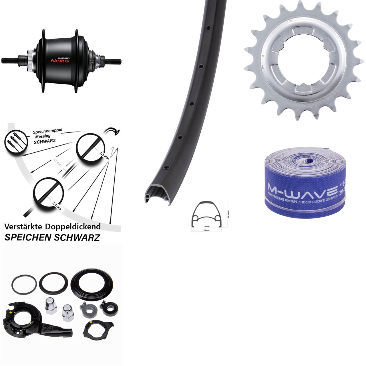28 Zoll Hinterrad Ambrosio Sport Shimano Nexus 7 Gang Centerlock