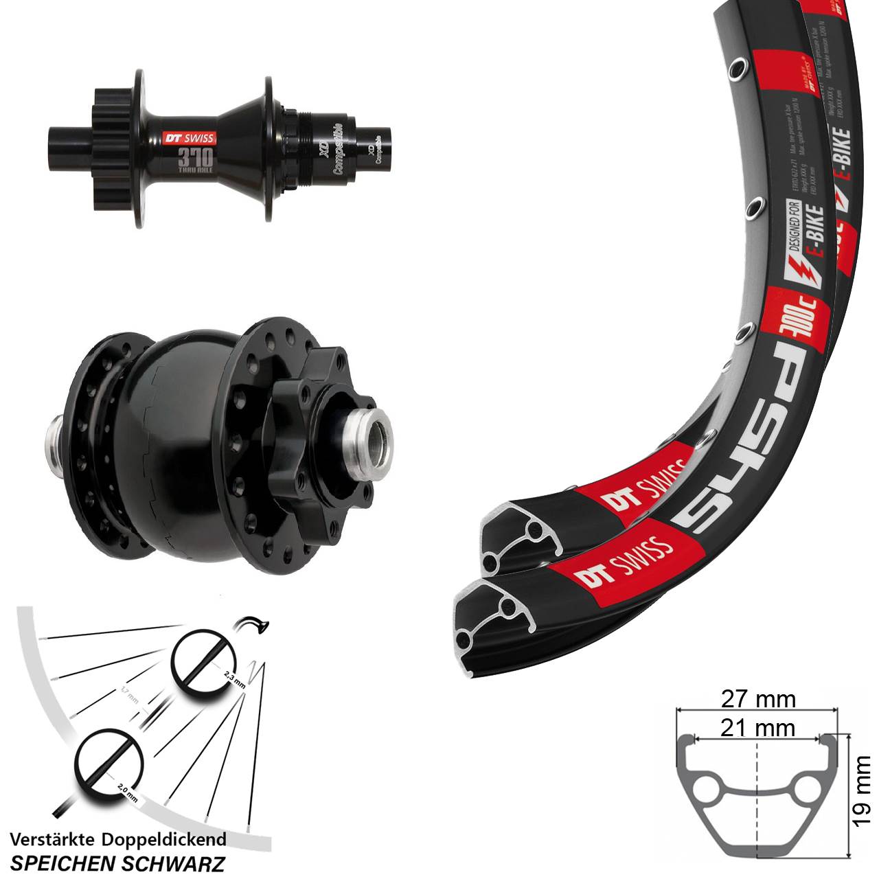 28 Zoll DT Swiss 545D Disc Laufradsatz 12x100/142 370 3P XD SON 28