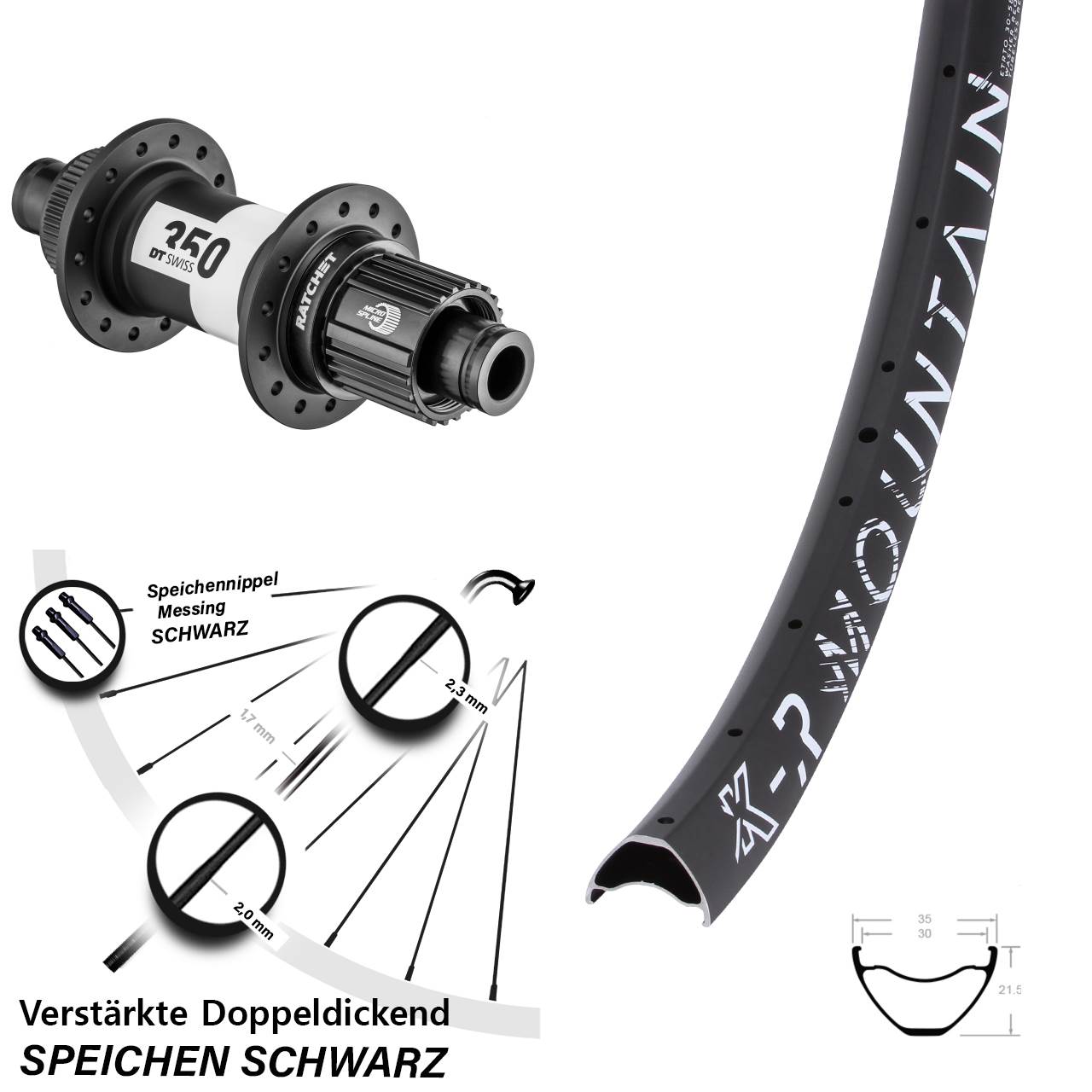 Hinterrad 12x148 27,5 Zoll KX-R Mountain DT Swiss 350 Ratchet 36 Shimano Micro Spline