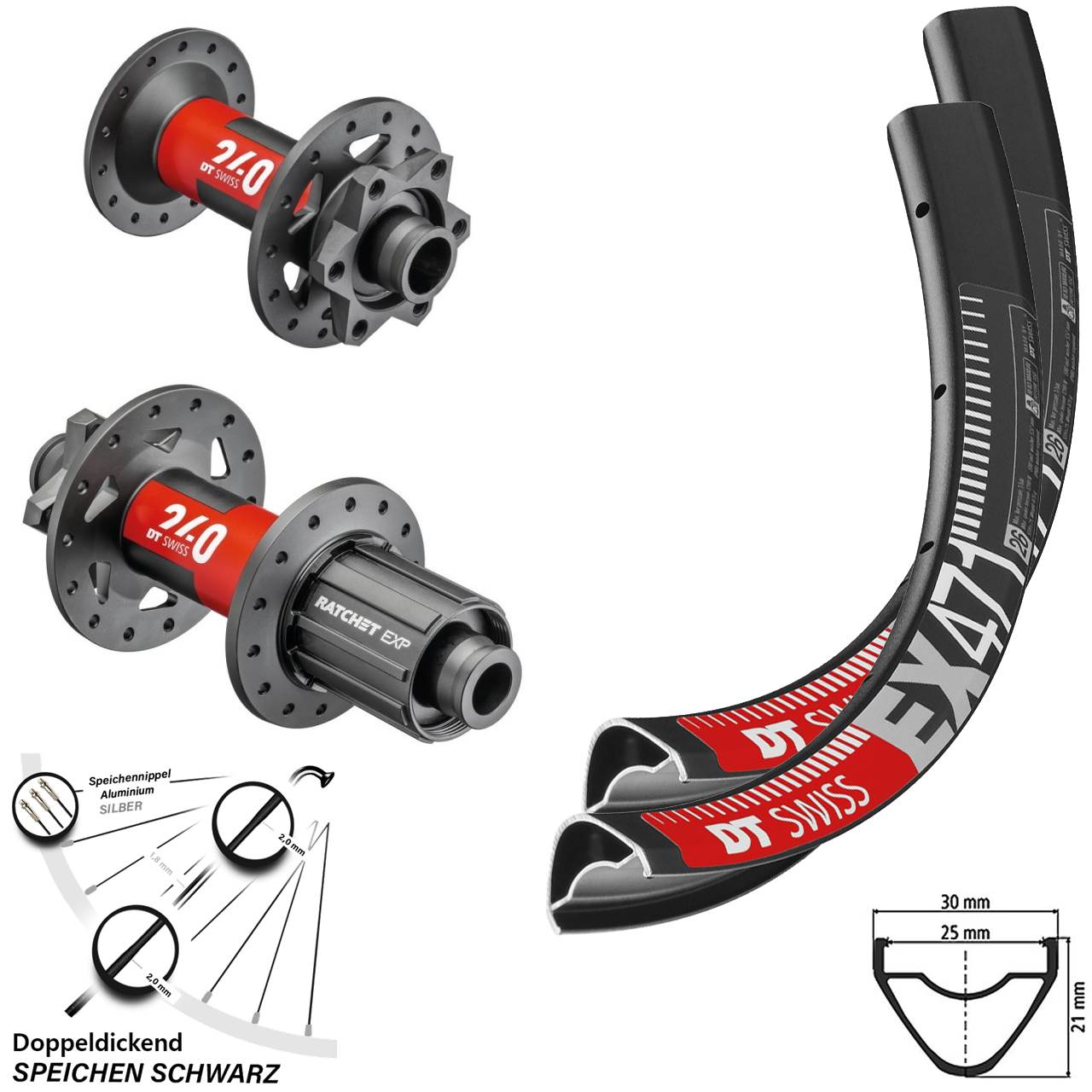 29 Zoll EX 471 DT Swiss 240 EXP Laufradsatz Boost 15x110 12x148 6-loch Shimano 11-fach