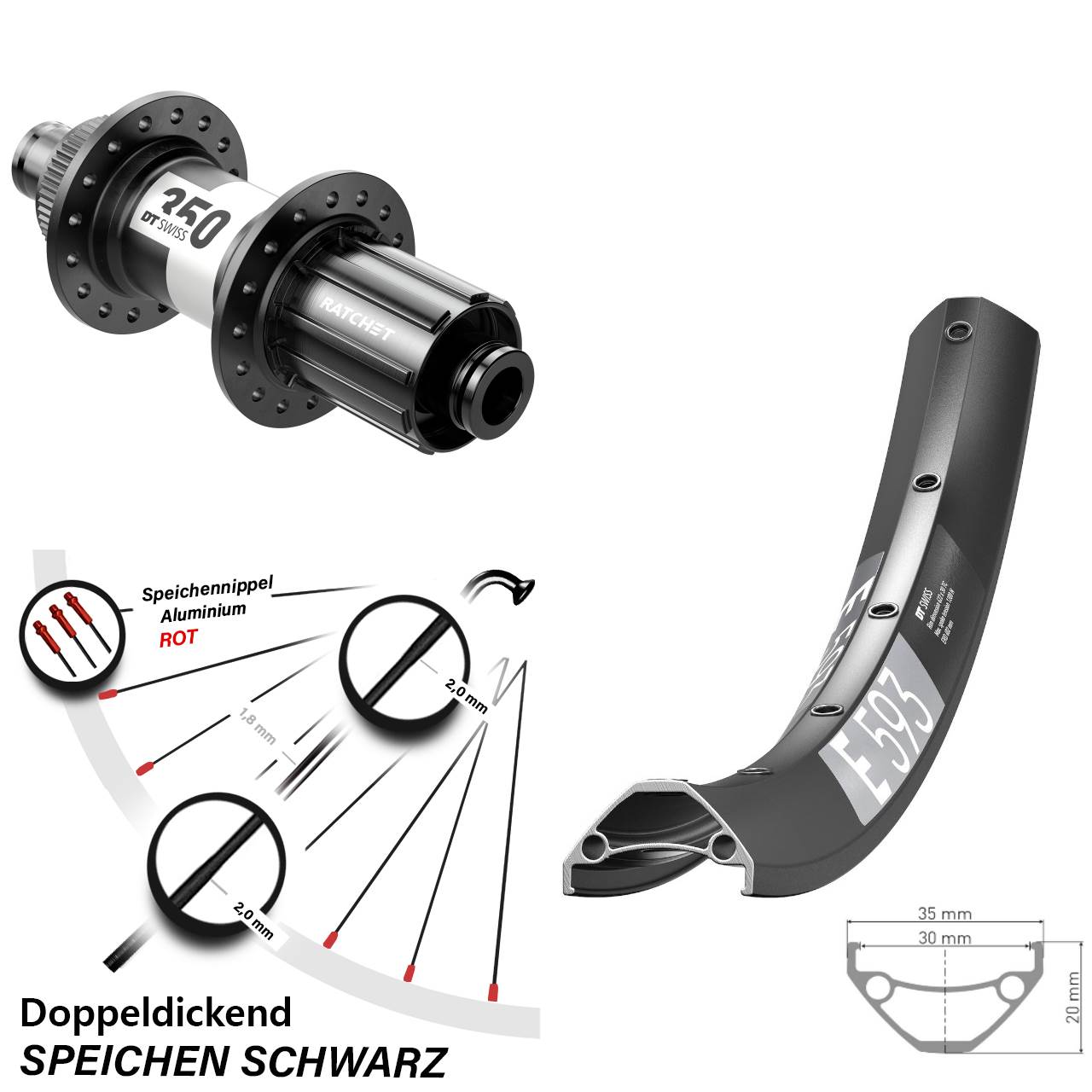 Disc Hinterrad 27,5 Zoll DT Swiss E593-350 8-11 fach 12x142