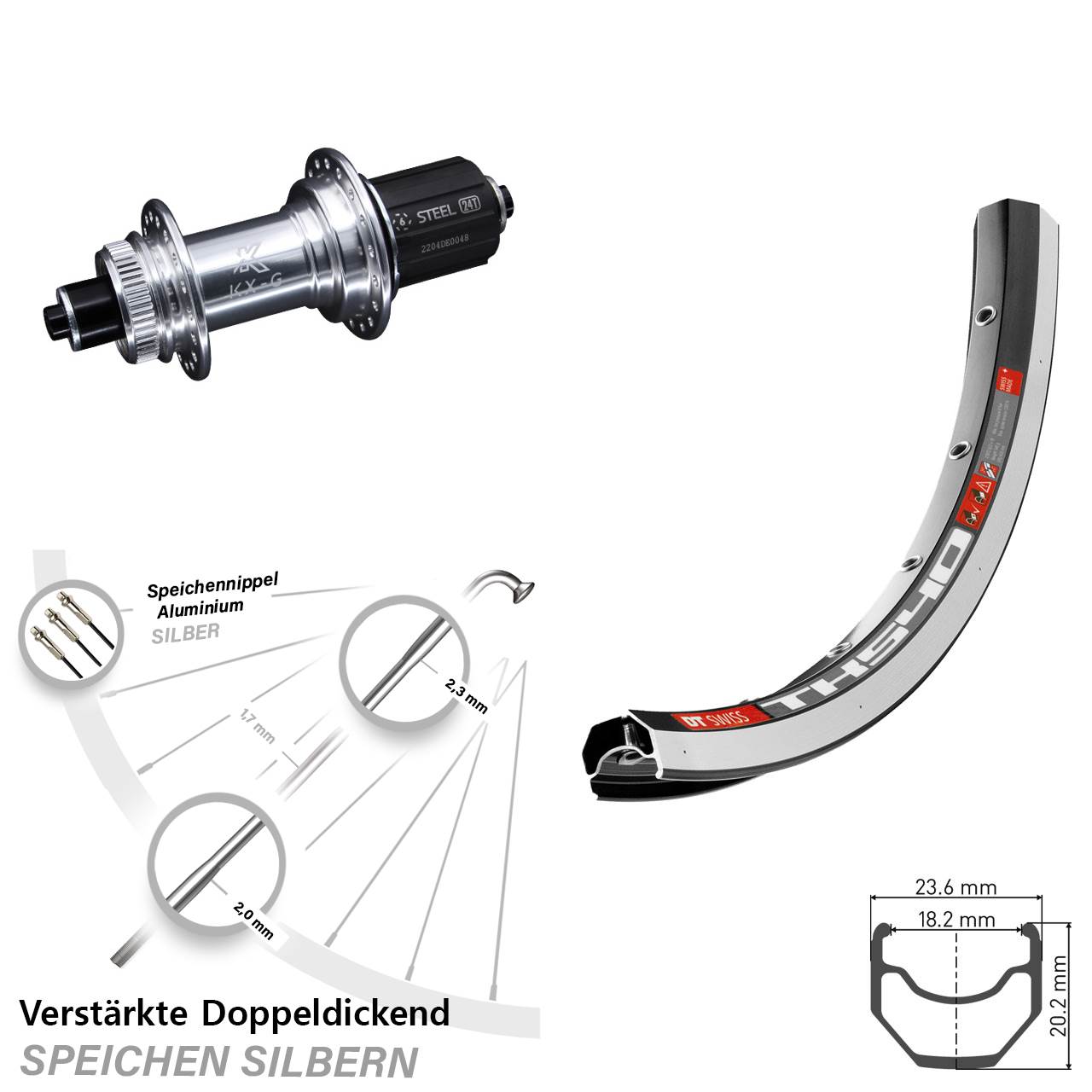 28 Zoll DT Swiss TK540 KX-GS Hinterrad Schnellspanner 8-12 fach