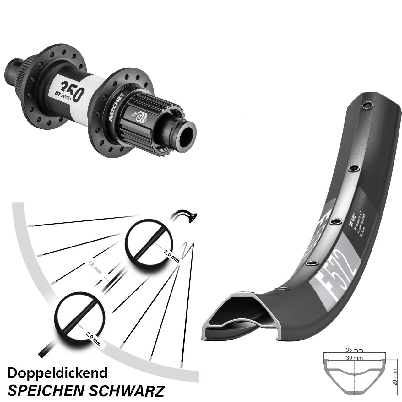 29 Zoll DT Swiss F 572-350 Disc Laufrad 12x142 Shimano Micro Spline