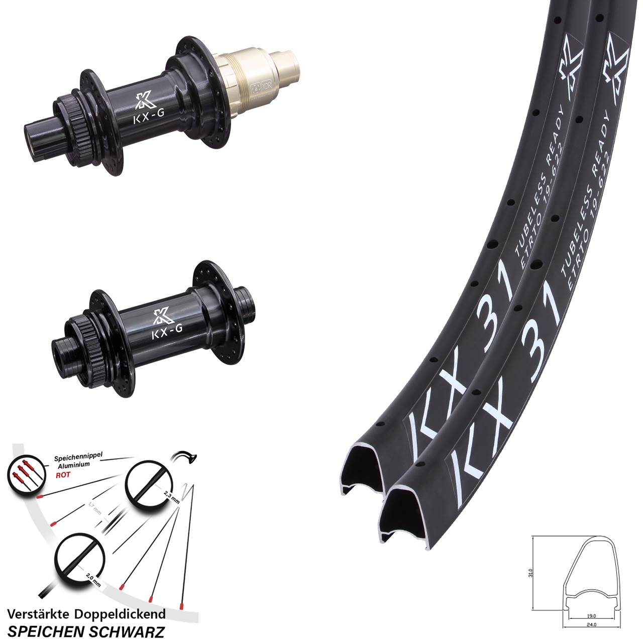 Disc Laufradsatz 12x100/142 28 Zoll KX 31 Gravel SRAM XDR