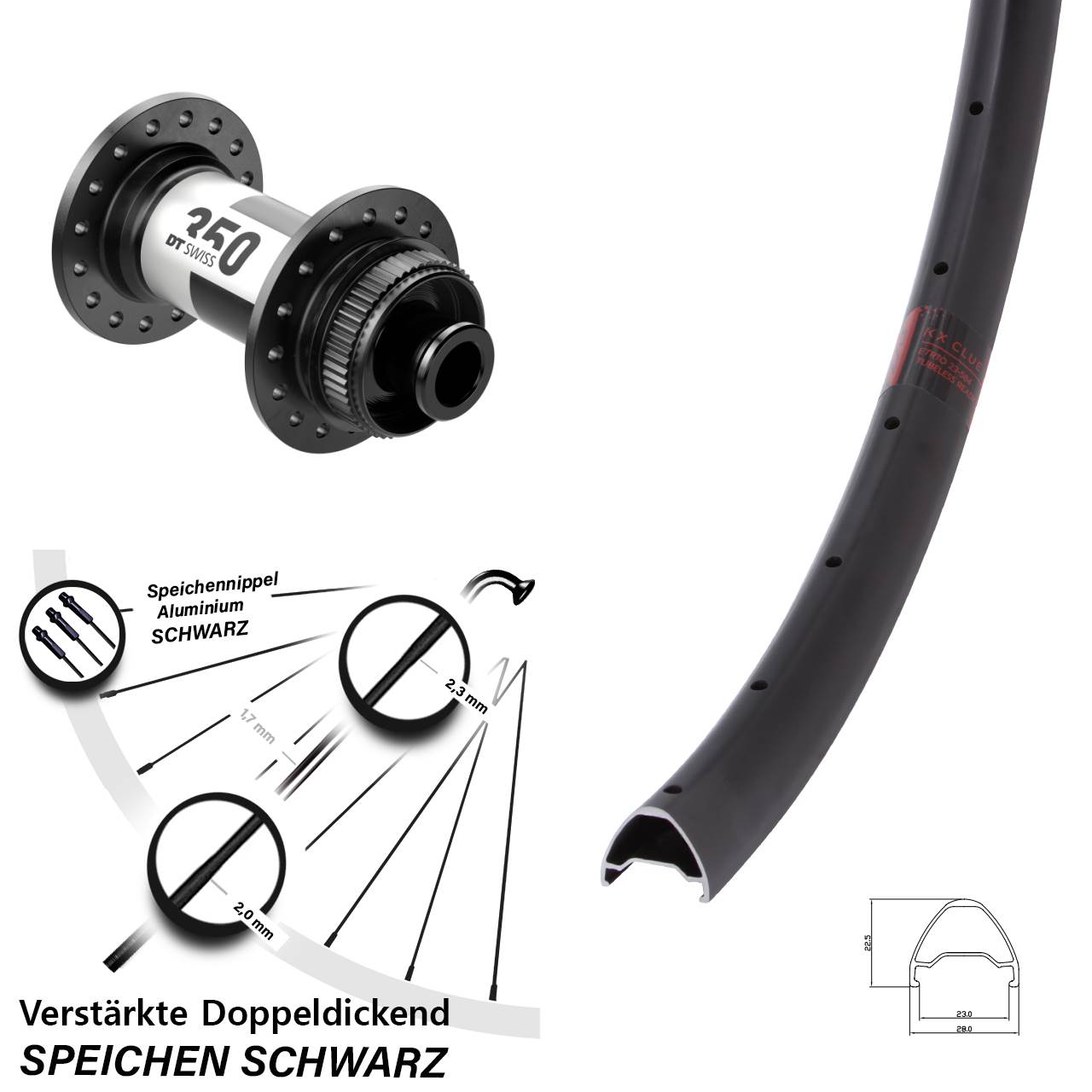 KX Clue DT Swiss 350 Road 28 Zoll Centerlock Vorderrad 12x100