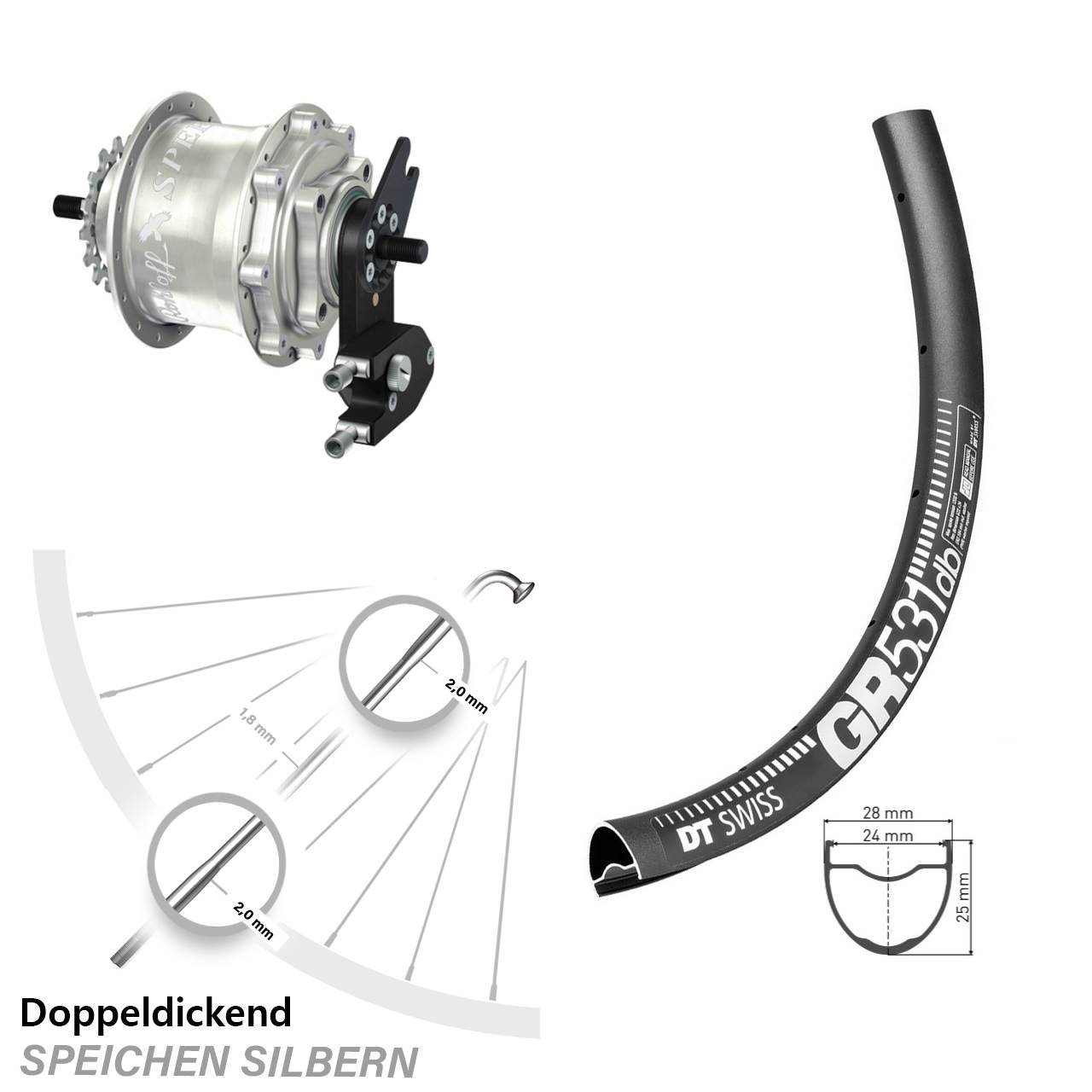 DT Swiss GR 531 Rohloff Speedhub 500/14 TS DB OEM2 Tandem 29 Zoll Disc Laufrad