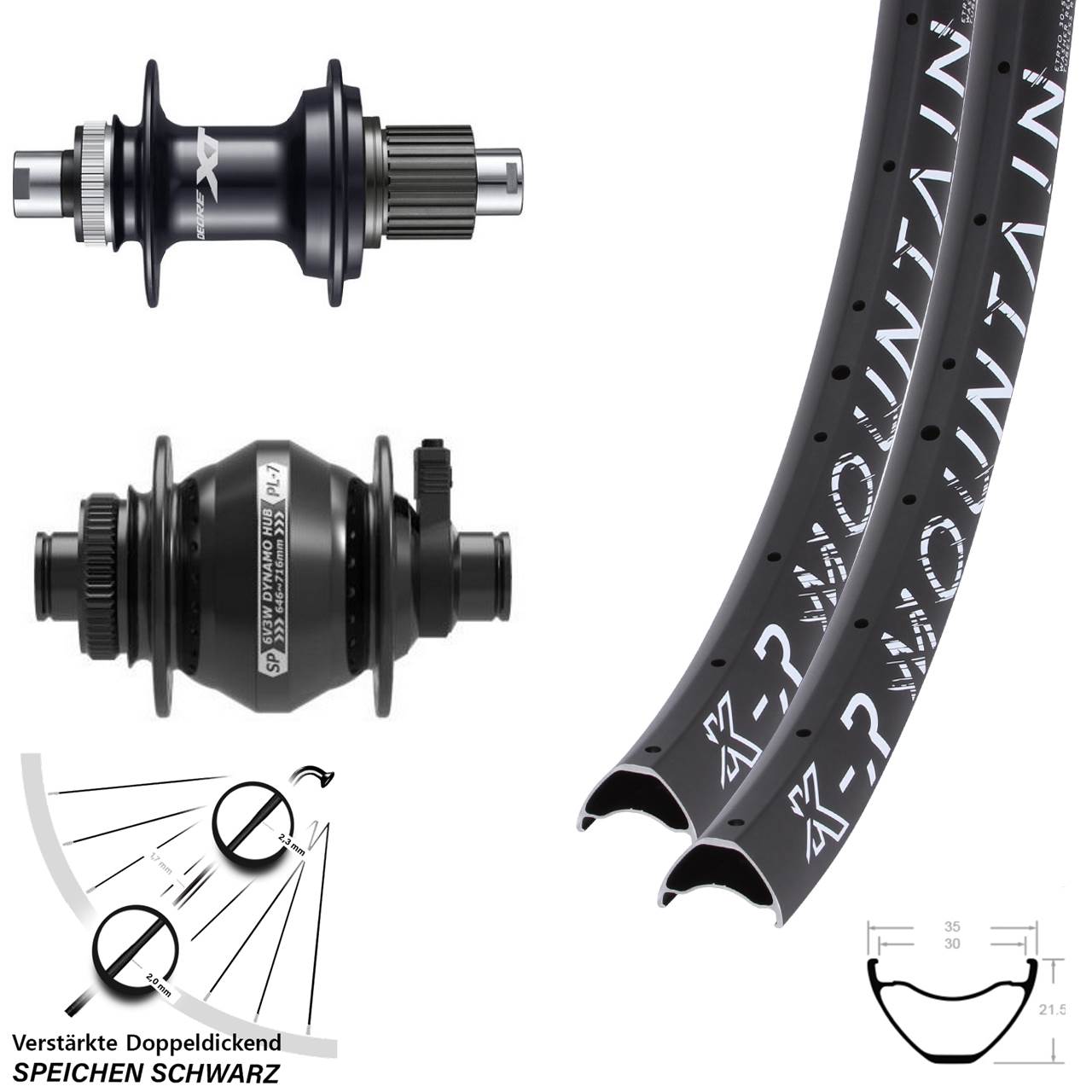 Disc Laufradsatz 27,5 Zoll KX R Mountain Shimano FH-M8110 Shutter PL-7 12x100/142
