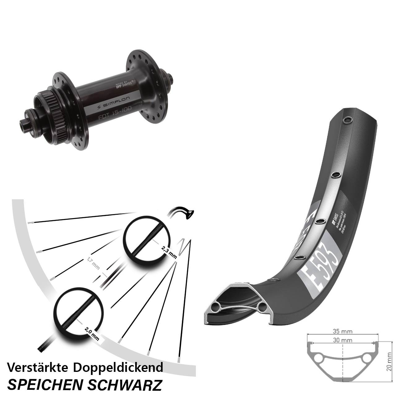 Disc Laufrad für Schnellspanner 29 Zoll DT Swiss E 593-370