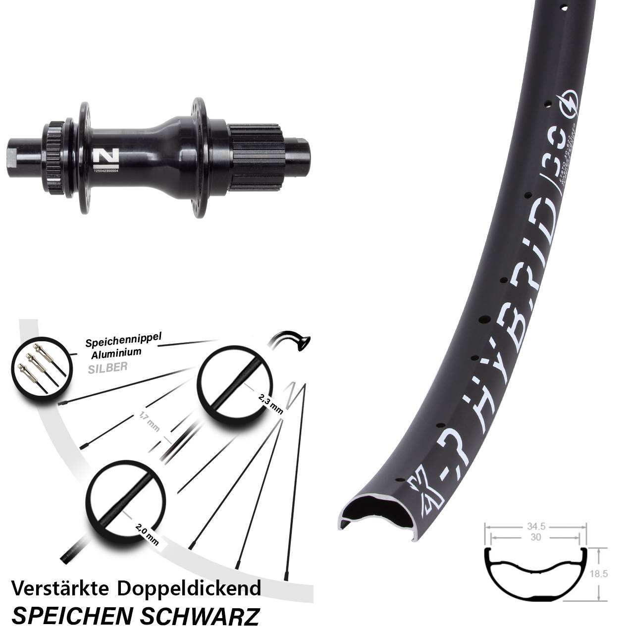 Centerlock Hinterrad 12x142 29 Zoll KX-R Hybrid 30 Novatec D792SB Shimano Micro Spline
