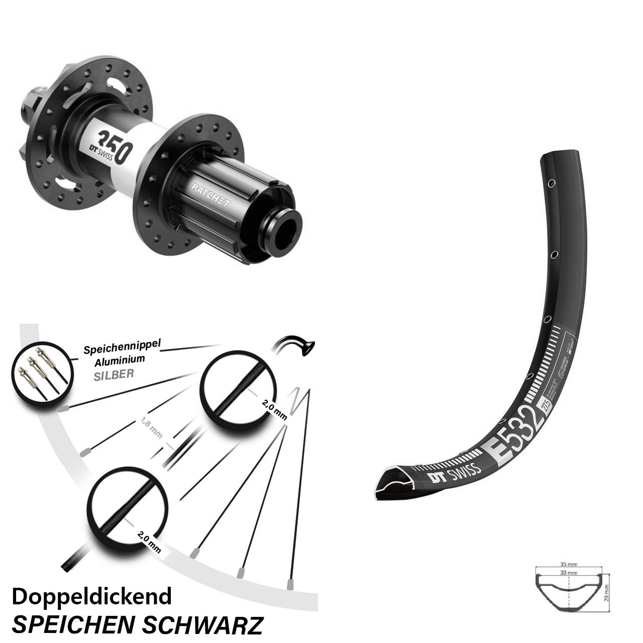 29 Zoll Hinterrad DT Swiss E532-350 11-fach 12x148