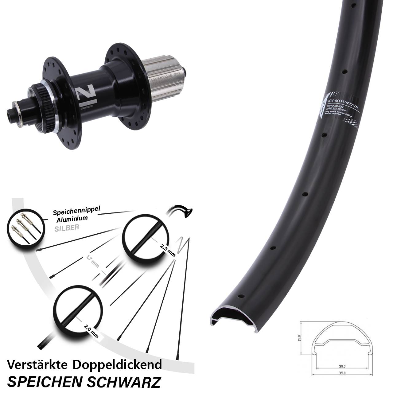 KX Mountain TR Novatec D042 29 Zoll Centerlock Hinterrad für Schnellspanner 8-12 fach HG