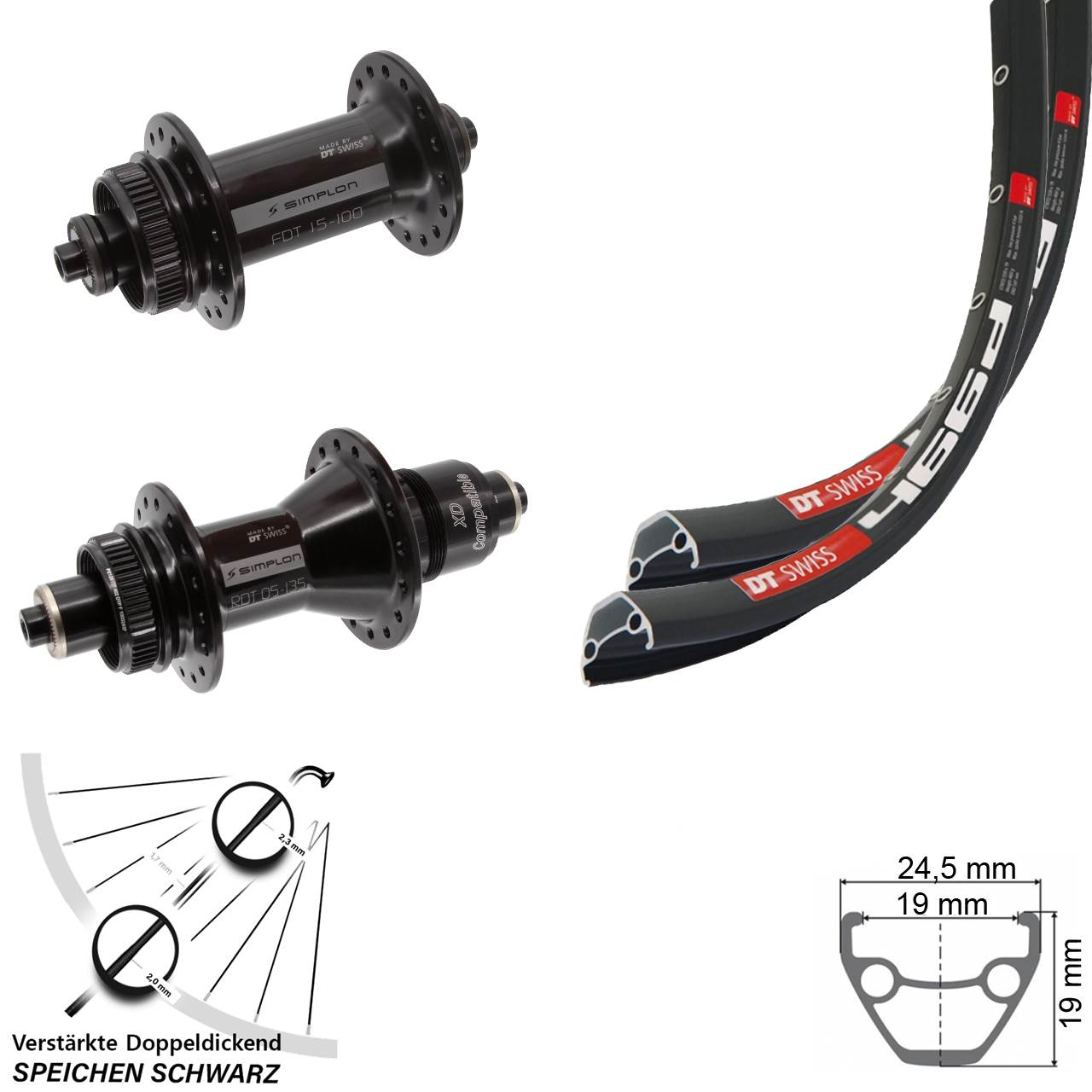 DT Swiss 466 370 28 Zoll Laufradsatz Centerlock für Schnellspanner SRAM XD