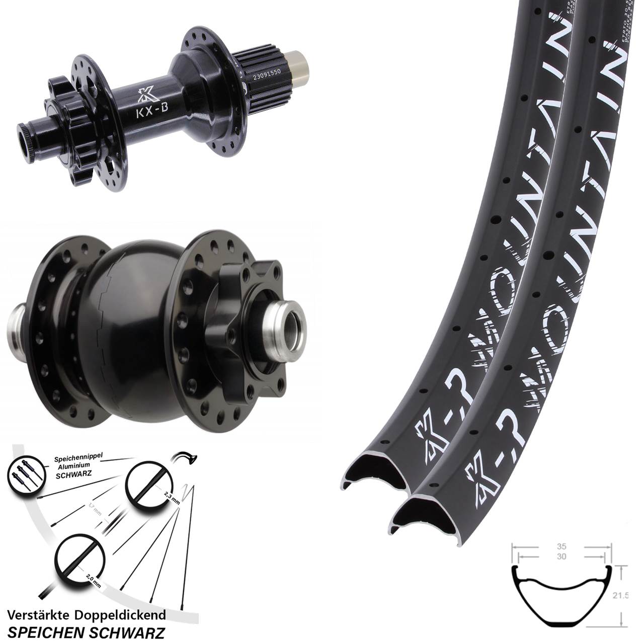 Laufradsatz 6-Loch 29 Zoll KX-BR Mountain SON 28 Micro Spline 12x110/148 Boost
