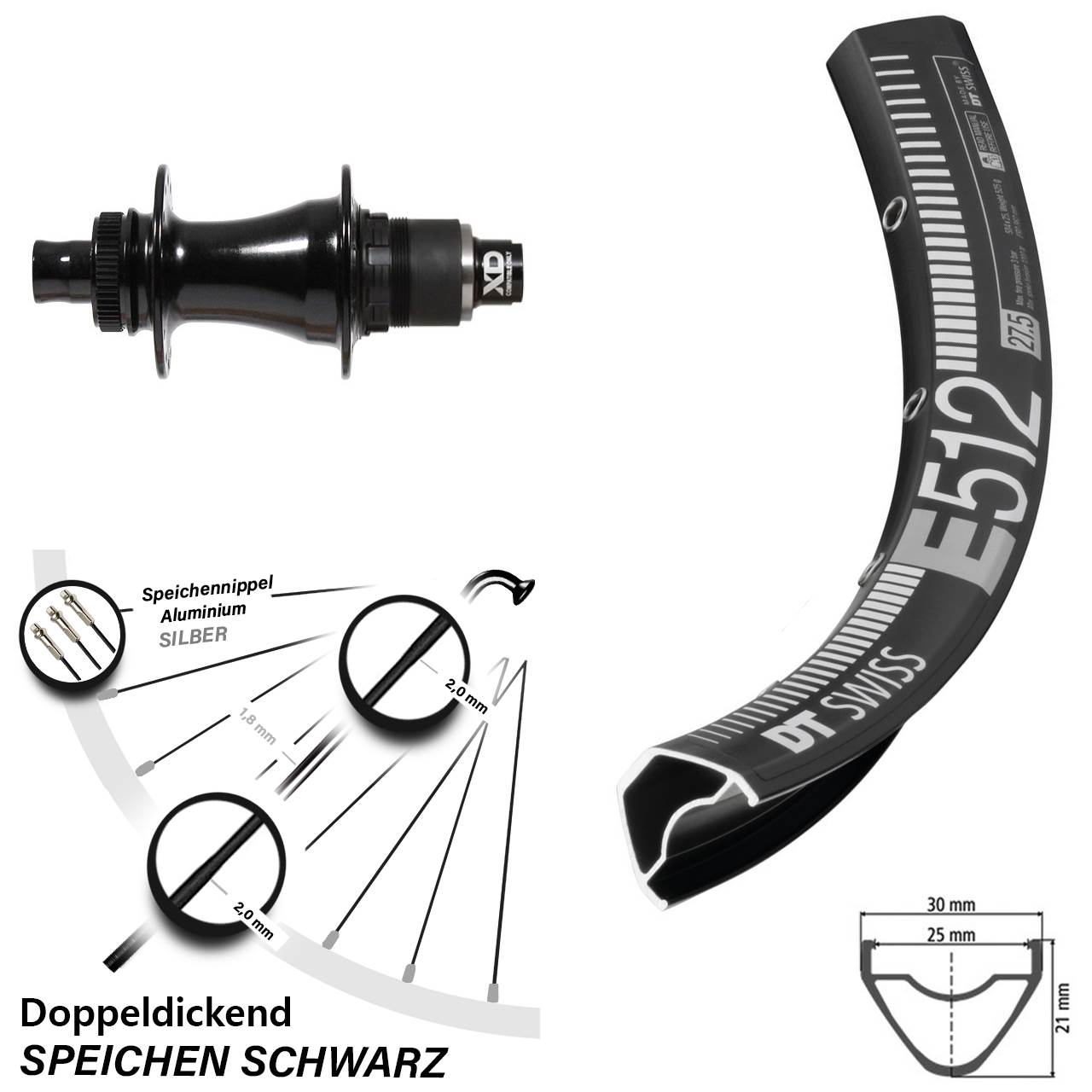 Laufrad 29 Zoll DT Swiss E 512 Disc Formula CL-142S 12x142 Centerlock XD