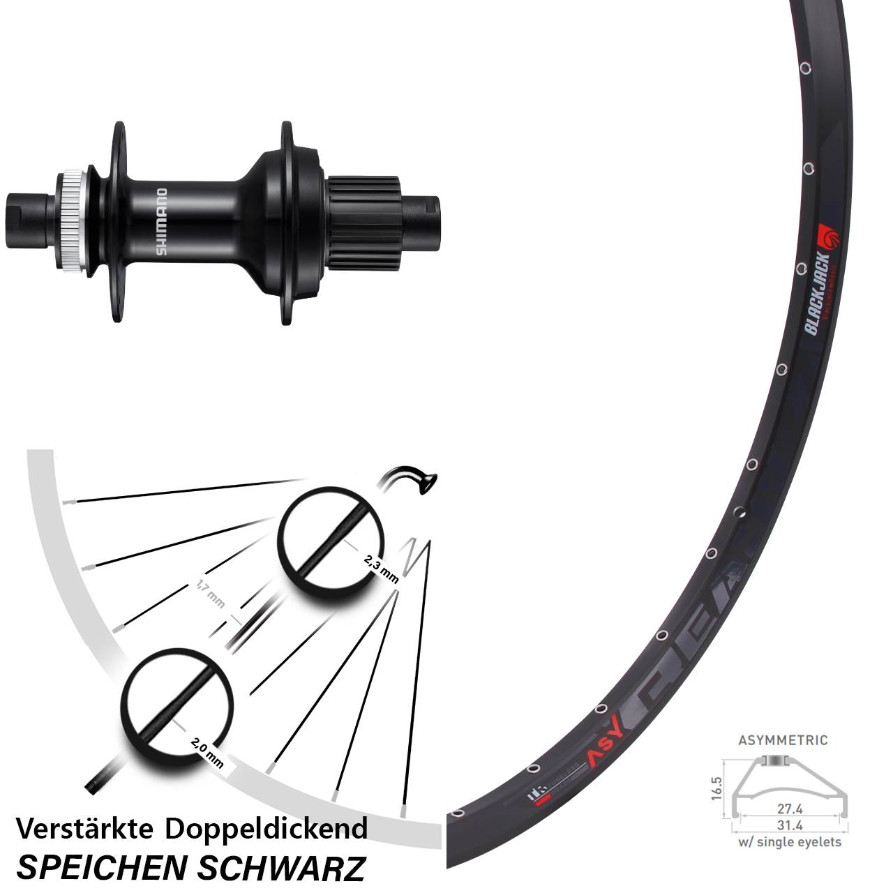27,5 Zoll Rodi Ready 27 Shimano FH-MT510B Boost Hinterrad 12x148 Micro Spline