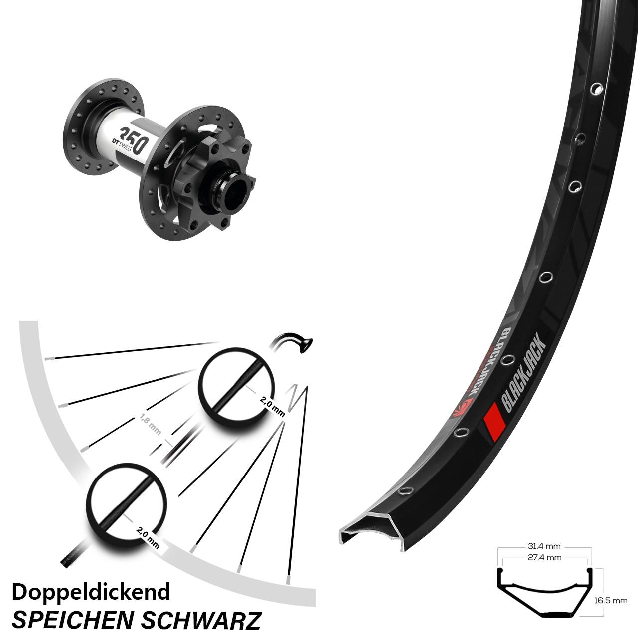 Disc Vorderrad 15x100 27,5 Zoll Rodi Ready 27 DT Swiss 350