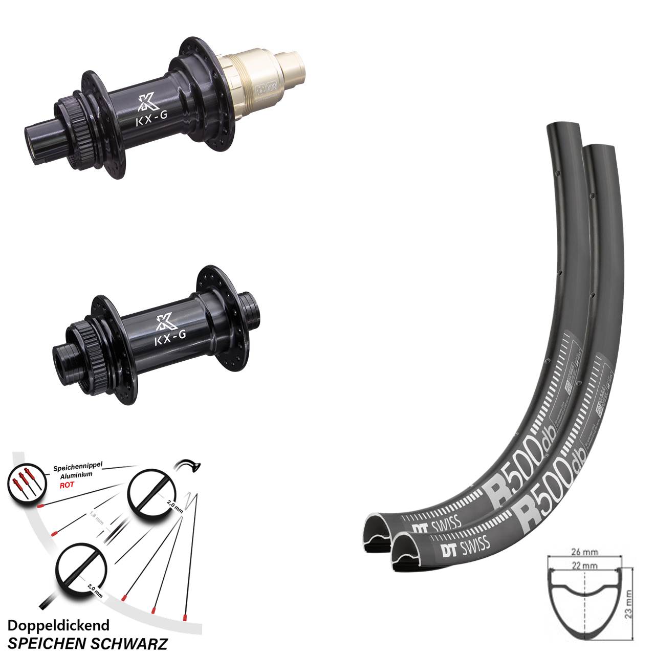 Laufradsatz Centerlock 28-29 Zoll DT Swiss R500 KX-G XDR 12x100/142