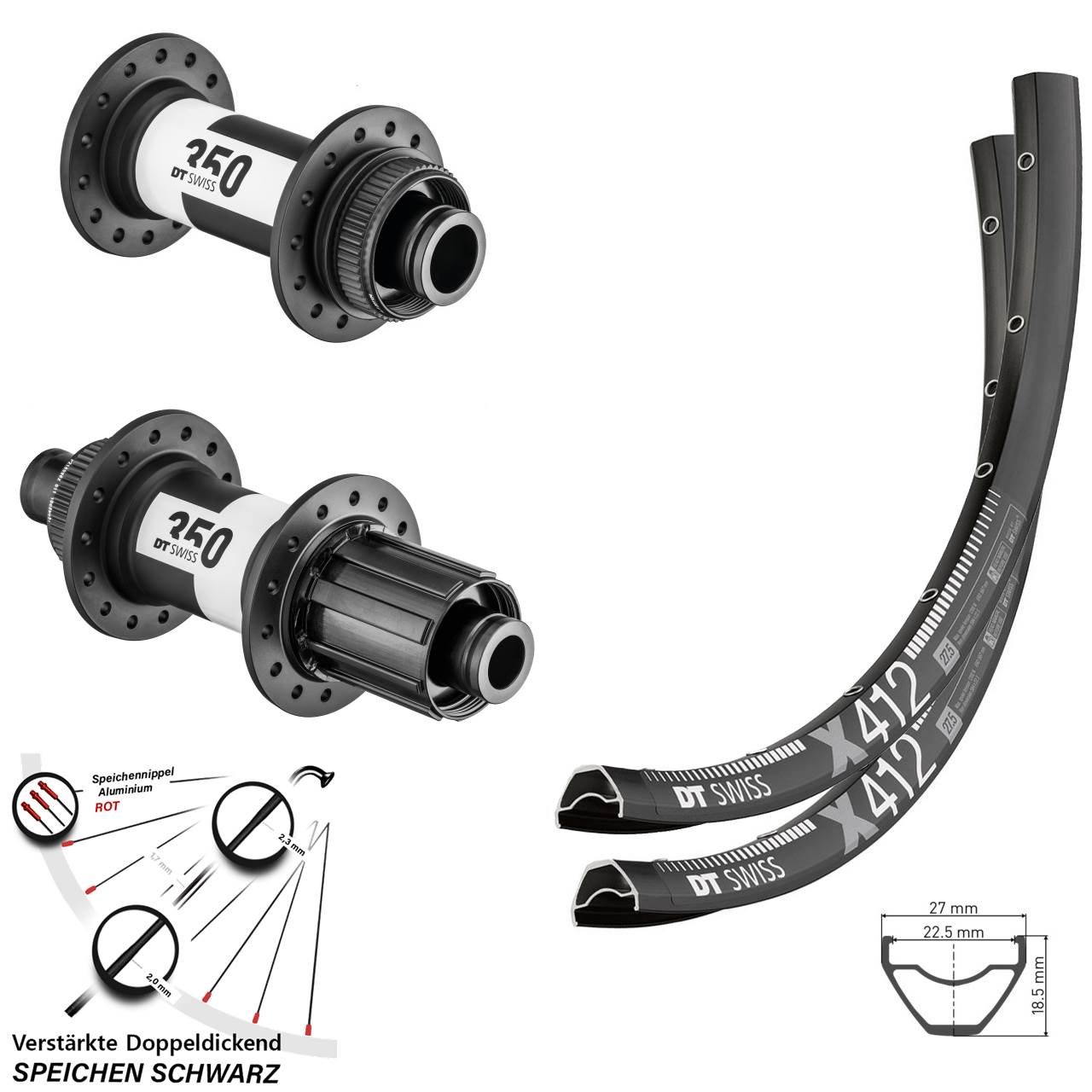 DT Swiss X412-350 28 Zoll Laufradsatz Centerlock 15x110 12x148 8-11 fach