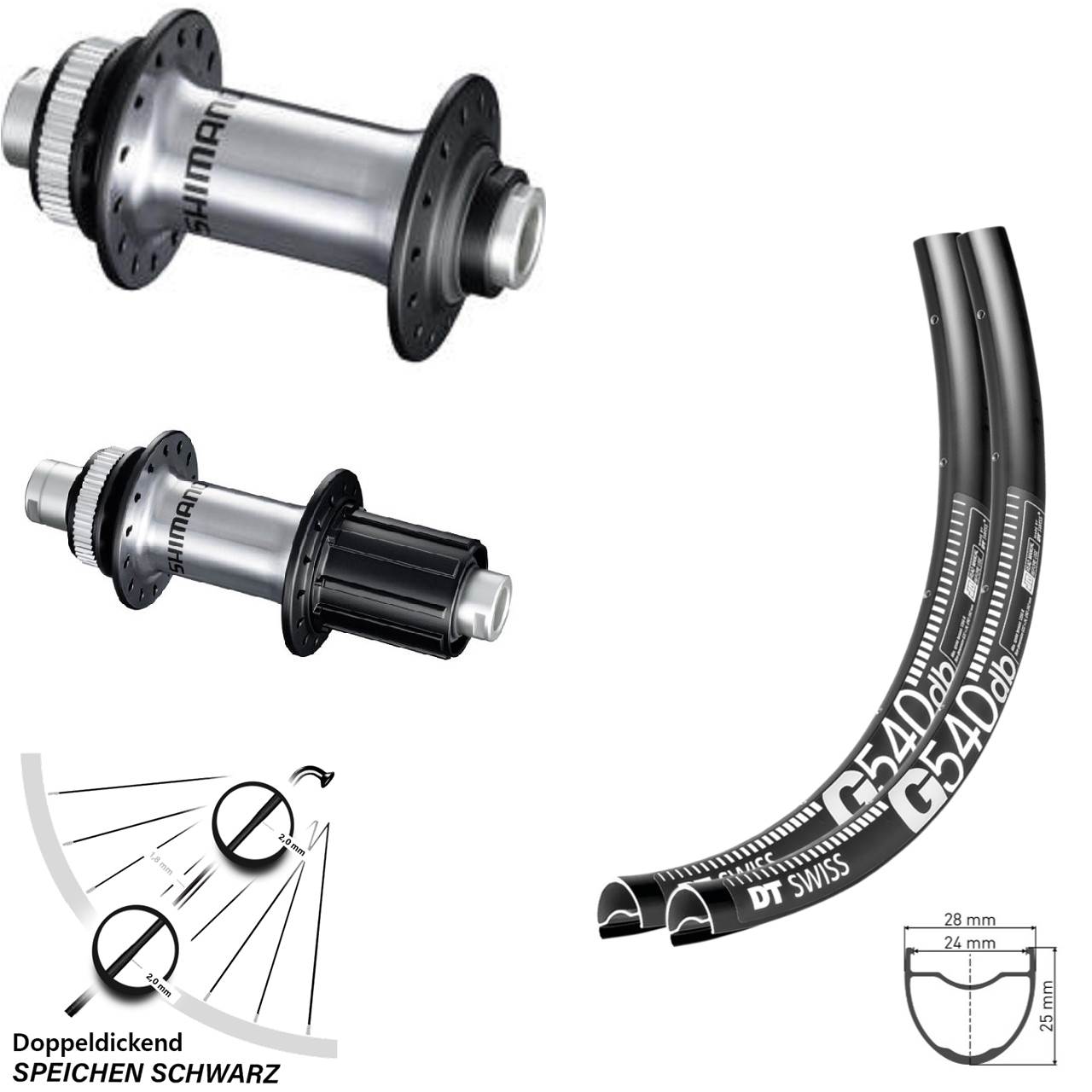 28-29 Zoll DT Swiss G540 Shimano GRX Laufradsatz 12x100/142 8-12 fach