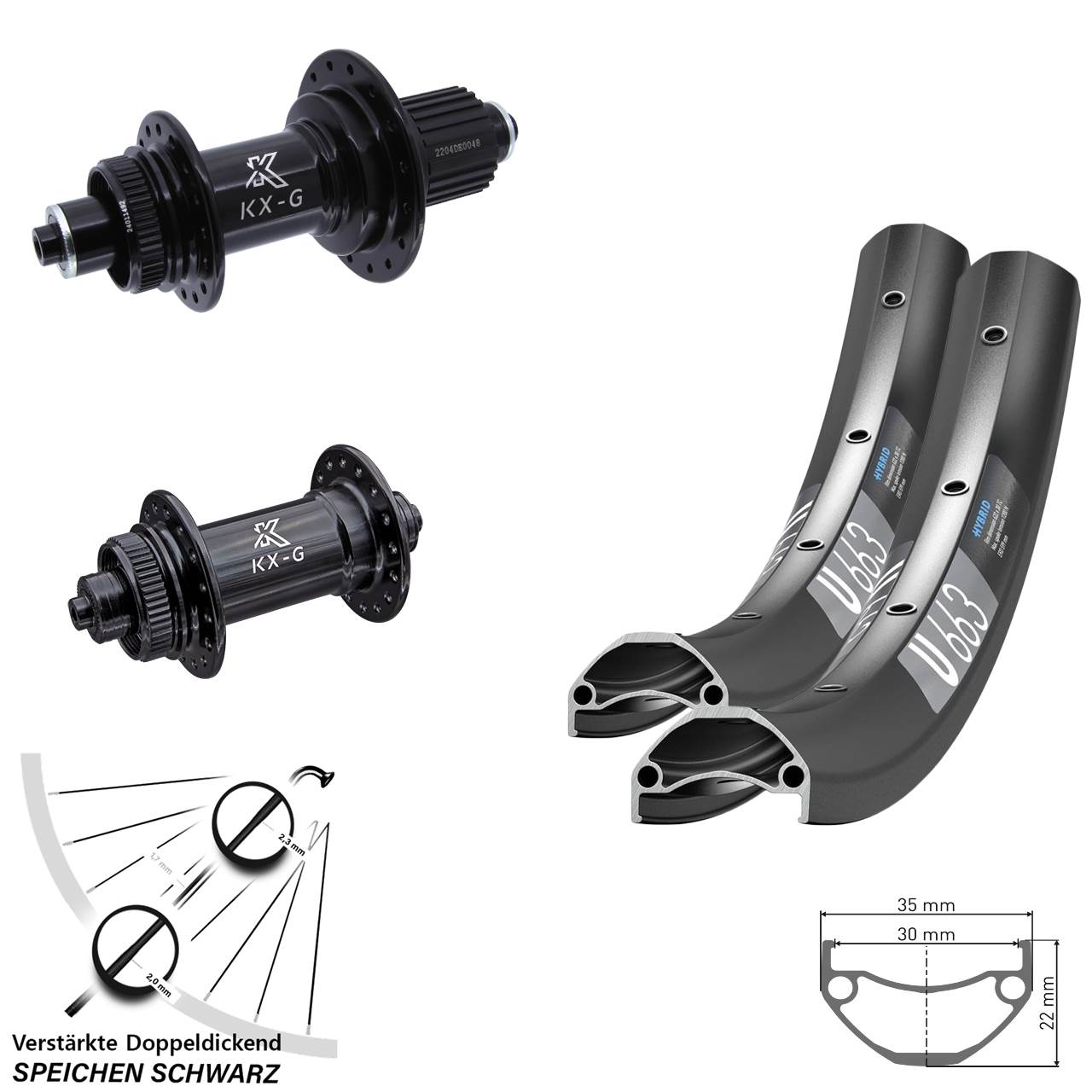 27,5 Zoll DT Swiss U 663 KX-GS verstärkt Centerlock Laufradsatz QR Micro Spline