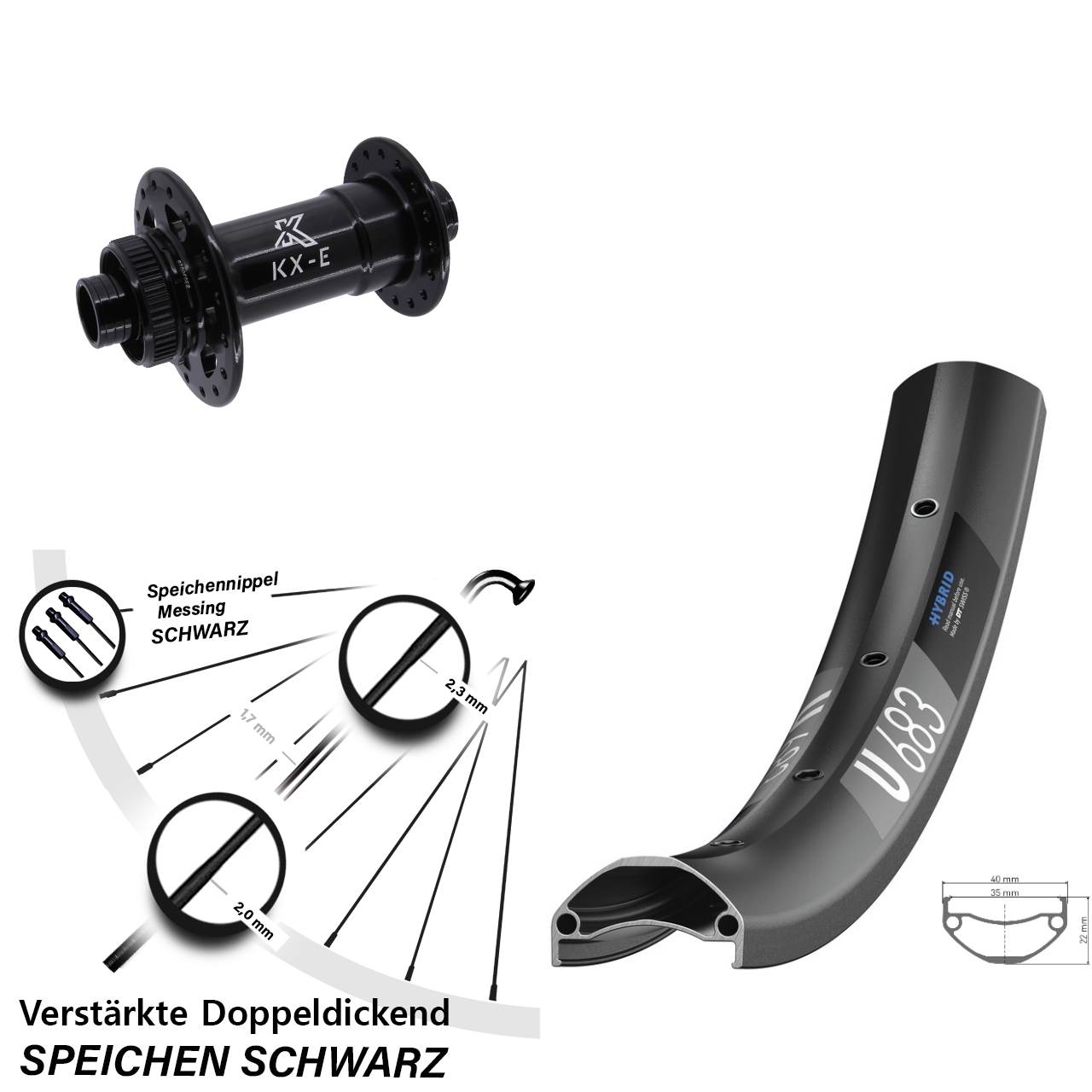 DT Swiss U 683 KX-E Heavy Duty 27,5 Zoll Disc Laufrad 15x110 Boost