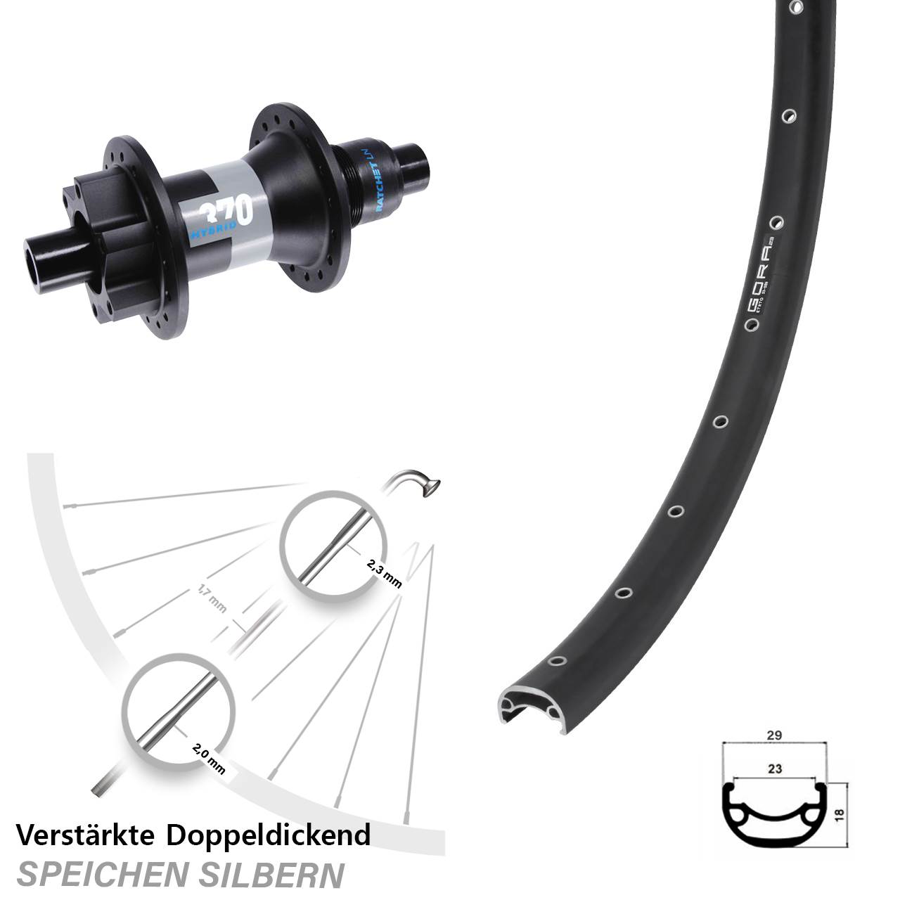 Gora 23 DT Swiss 370 Hybrid 29 Zoll Disc Hinterrad 12x148 XD 11-12 fach