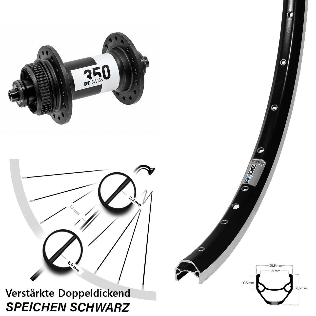Vorderrad QR 26 Zoll DT Swiss 350 Ryde Zac 421