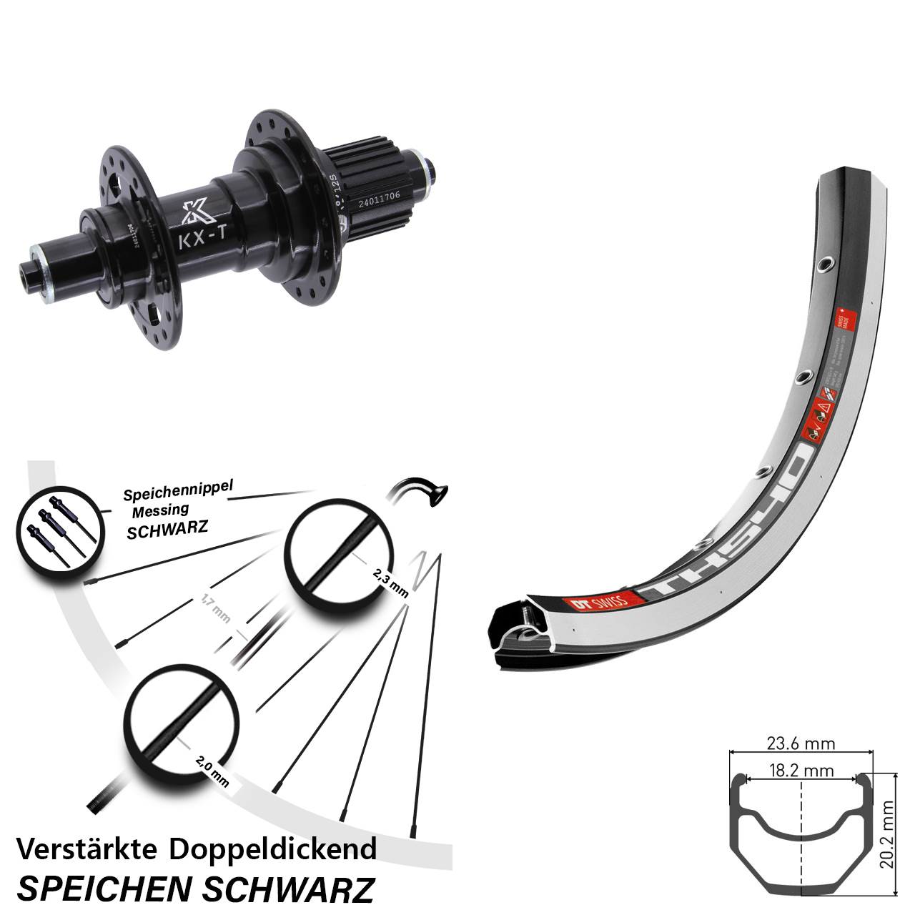 Hinterrad 28 Zoll DT Swiss TK 540 KX-T Micro Spline QR