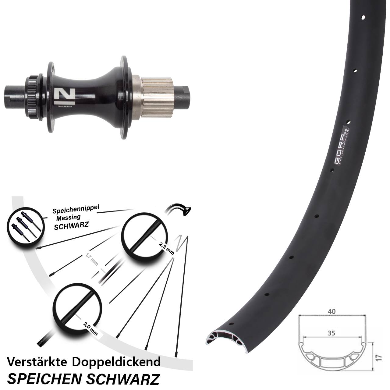 27,5 Zoll Gora 35 Novatec D462SB Disc Laufrad 12x148 Shimano Micro Spline