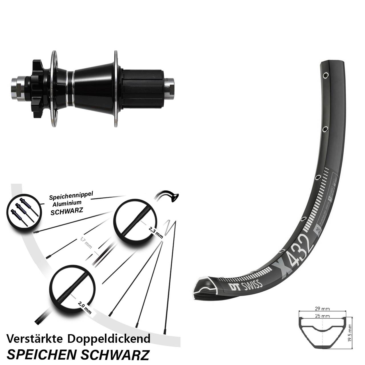 Disc Hinterrad 12x142 29 Zoll DT Swiss X432 Formula GDC-1528 8-11 fach HG