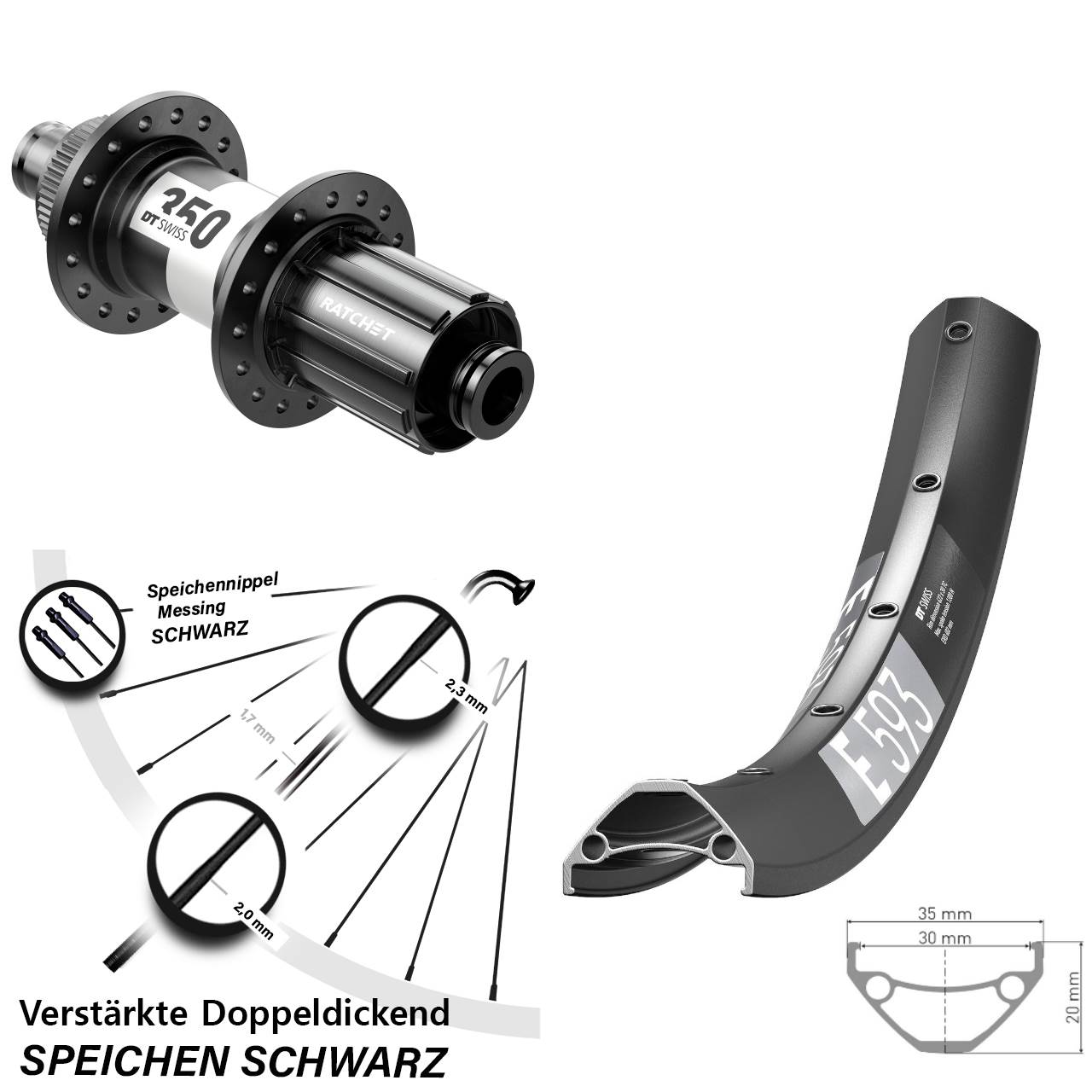 Centerlock Hinterrad 12x142 27,5 Zoll DT Swiss E593-350 8-11 fach