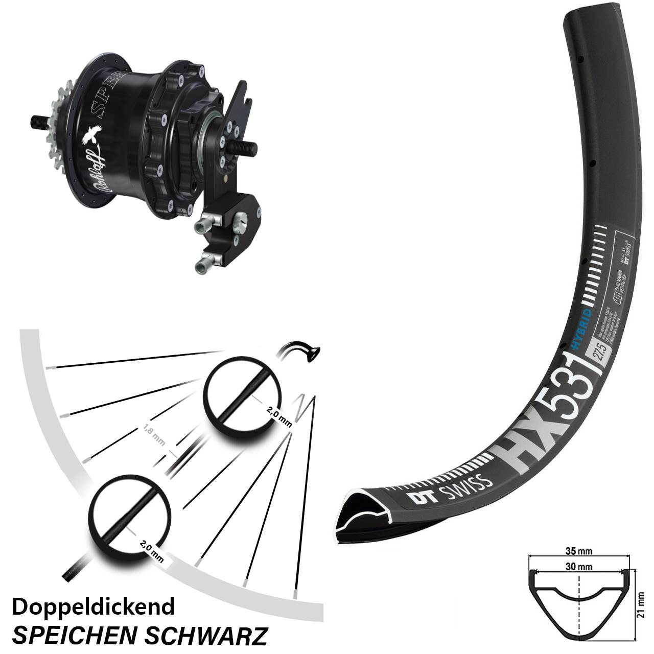 Rohloff Speedhub 500/14 TS DB OEM2 DT Swiss HX 531 Hinterrad 29 Zoll