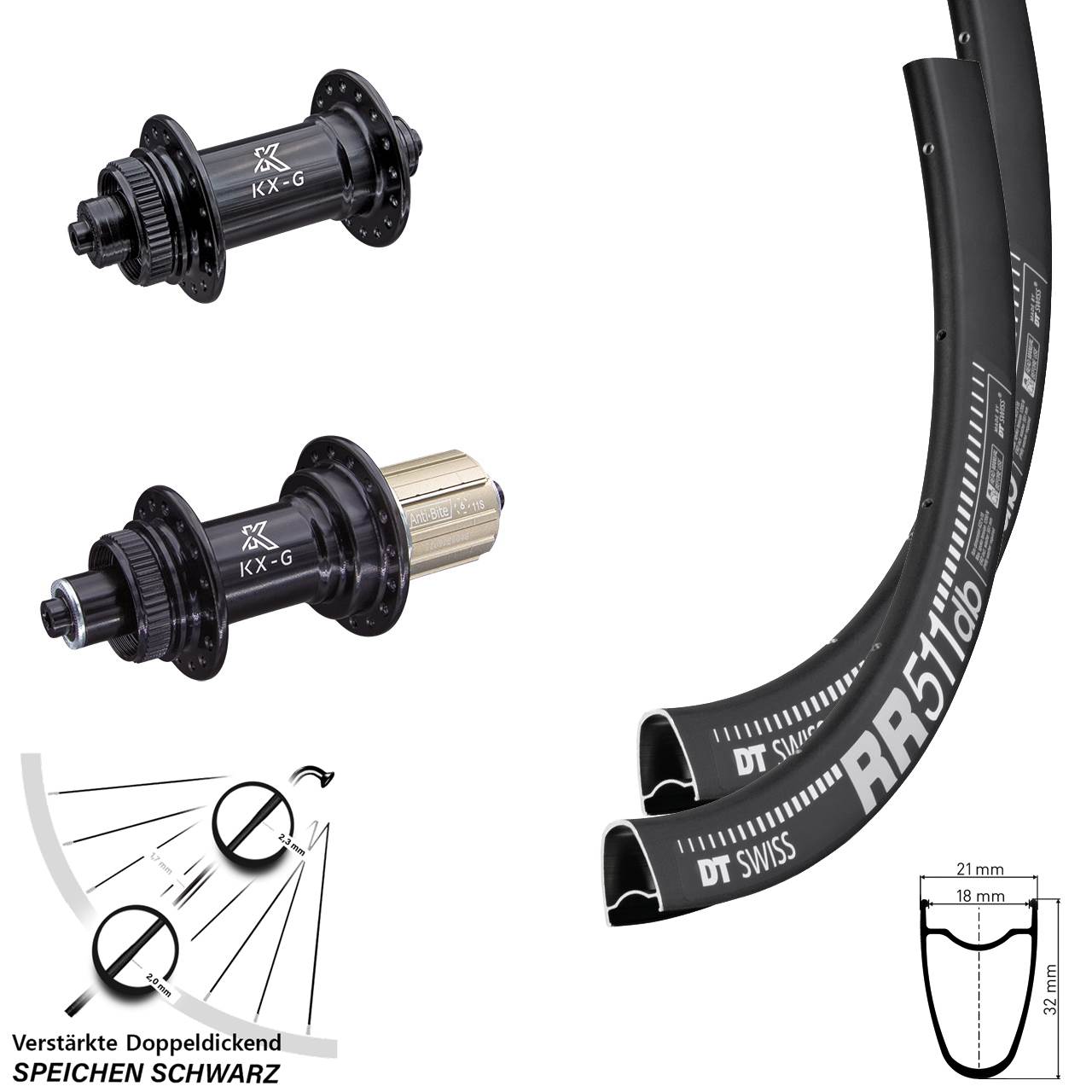 Disc Laufrad-Satz für Schnellspanner 28 Zoll DT Swiss RR 511 KX-G 8-12 fach HG