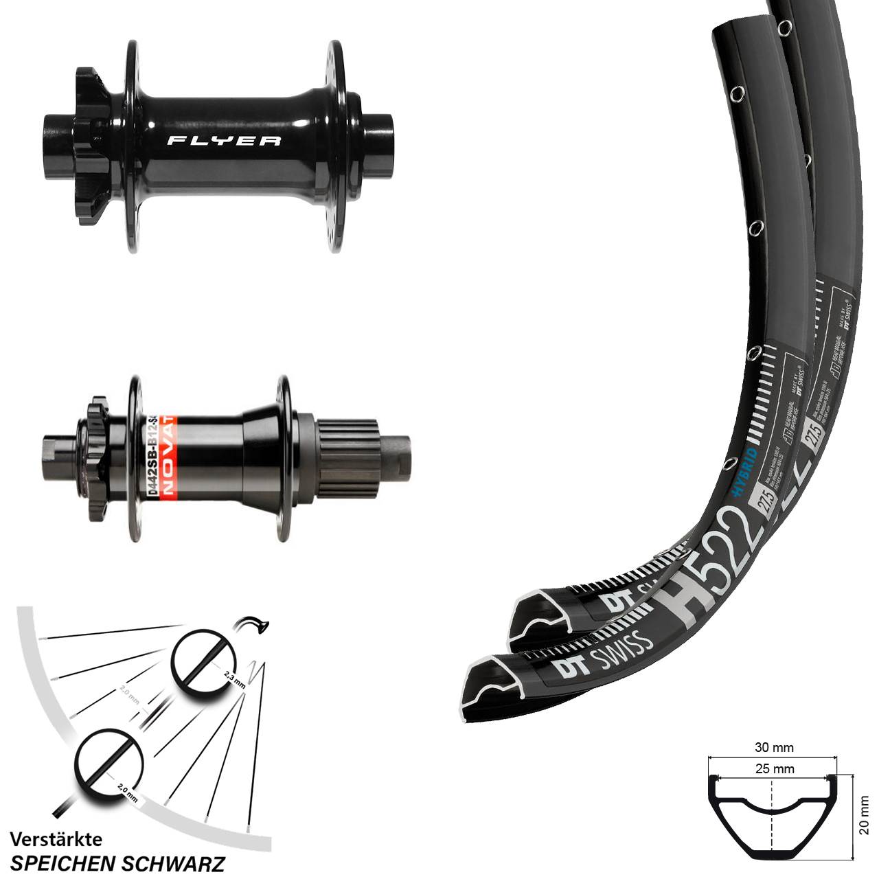 Disc Laufradsatz 28 Zoll DT Swiss H522 Formula Novatec Micro Spline Boost