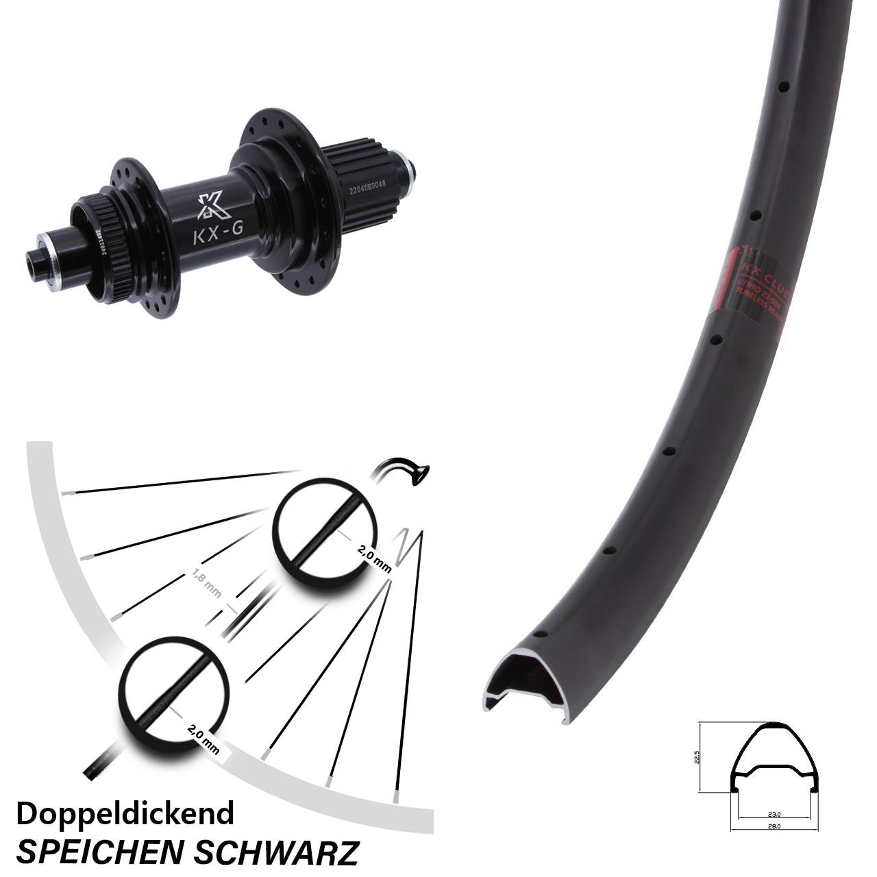 Centerlock Hinterrad QR 27,5 Zoll KX-GS Clue verstärkt Micro Spline